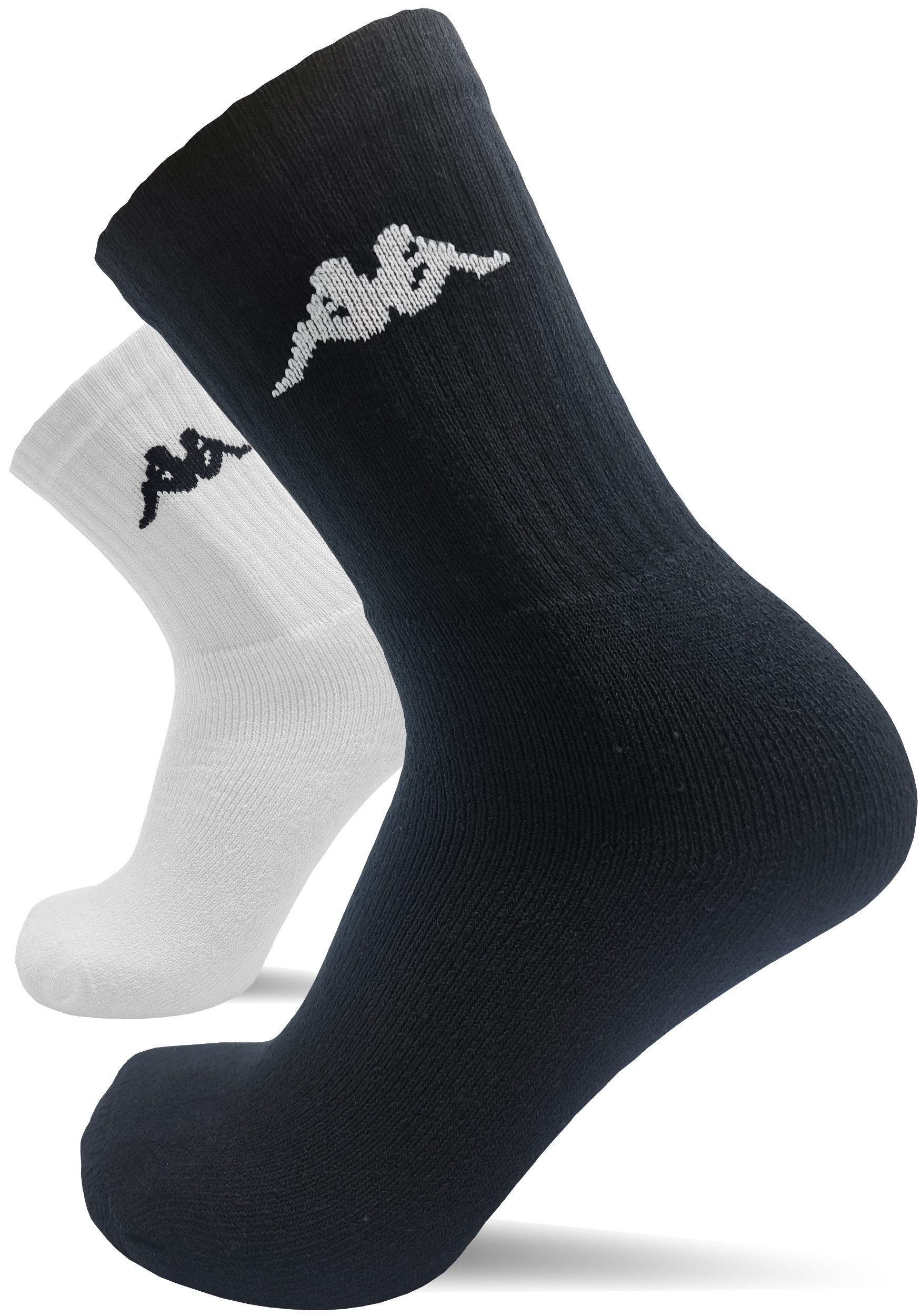 Kappa Tennissocken 6-24 Paar Sportsocken Schwarz Weiß Arbeitssocken Herren Damen (Tennis Sport Arbeit Socken, 12-Paar)
