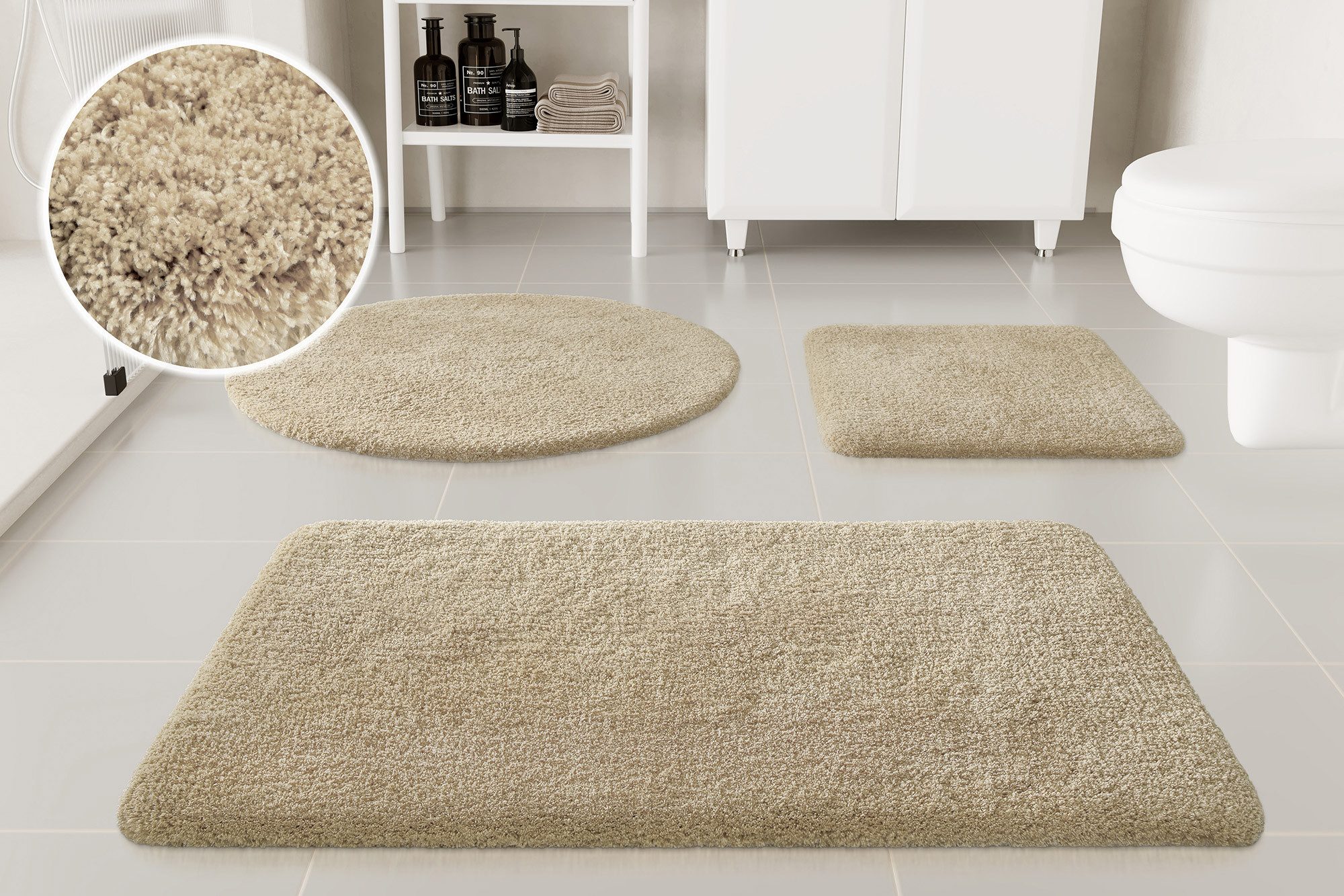 OTTO home Badematte Kaarin, uni, viele Farben, Badvorleger, Badezimmer Teppich, Höhe 30 mm, rutschhemmend beschichtet, fußbodenheizungsgeeignet, Polyester, rechteckig, Badteppich, getuftet, flauschig, hochflor, große Farbauswahl