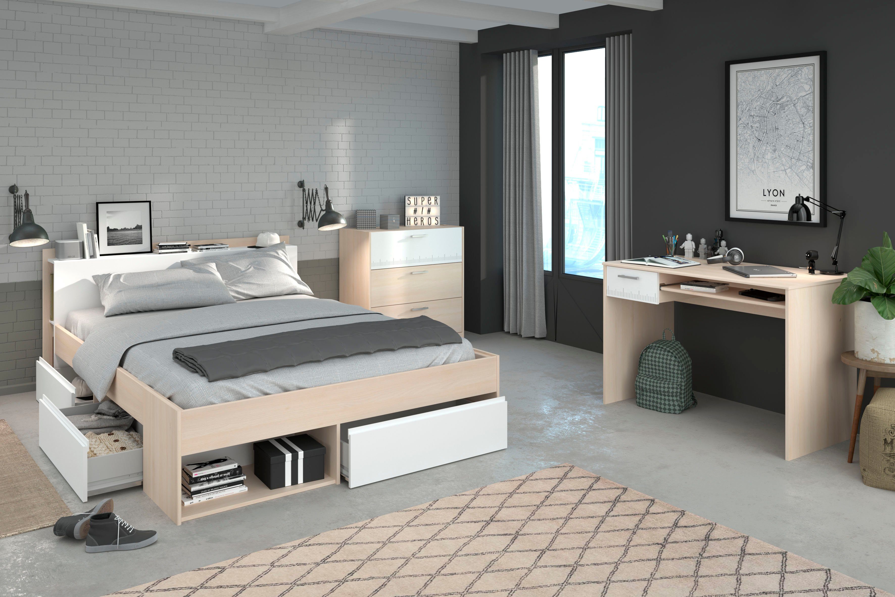 Parisot Jugendzimmer-Set "Most", (Set, 3 tlg., Bett mit Schubkästen, Schrei günstig online kaufen