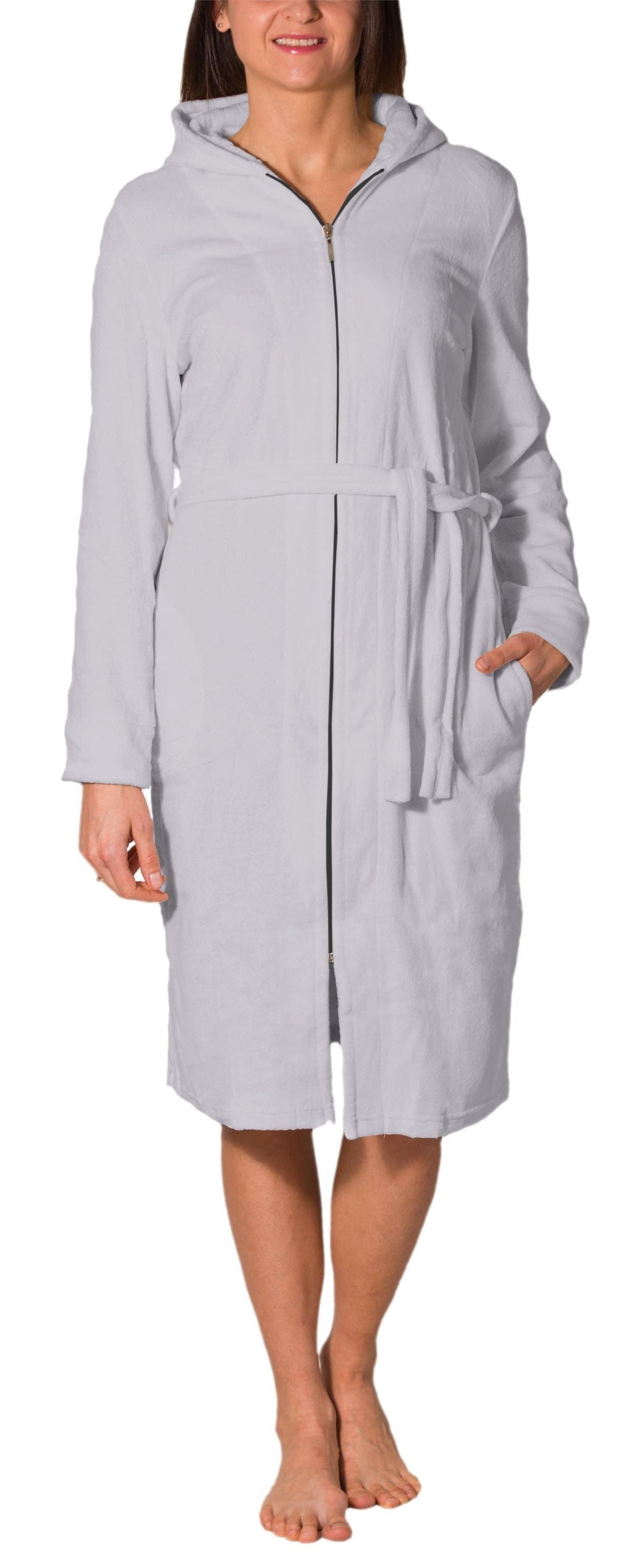 Aquarti Damenbademantel Aquarti Damen Bademantel Morgenmantel mit Reißversc günstig online kaufen