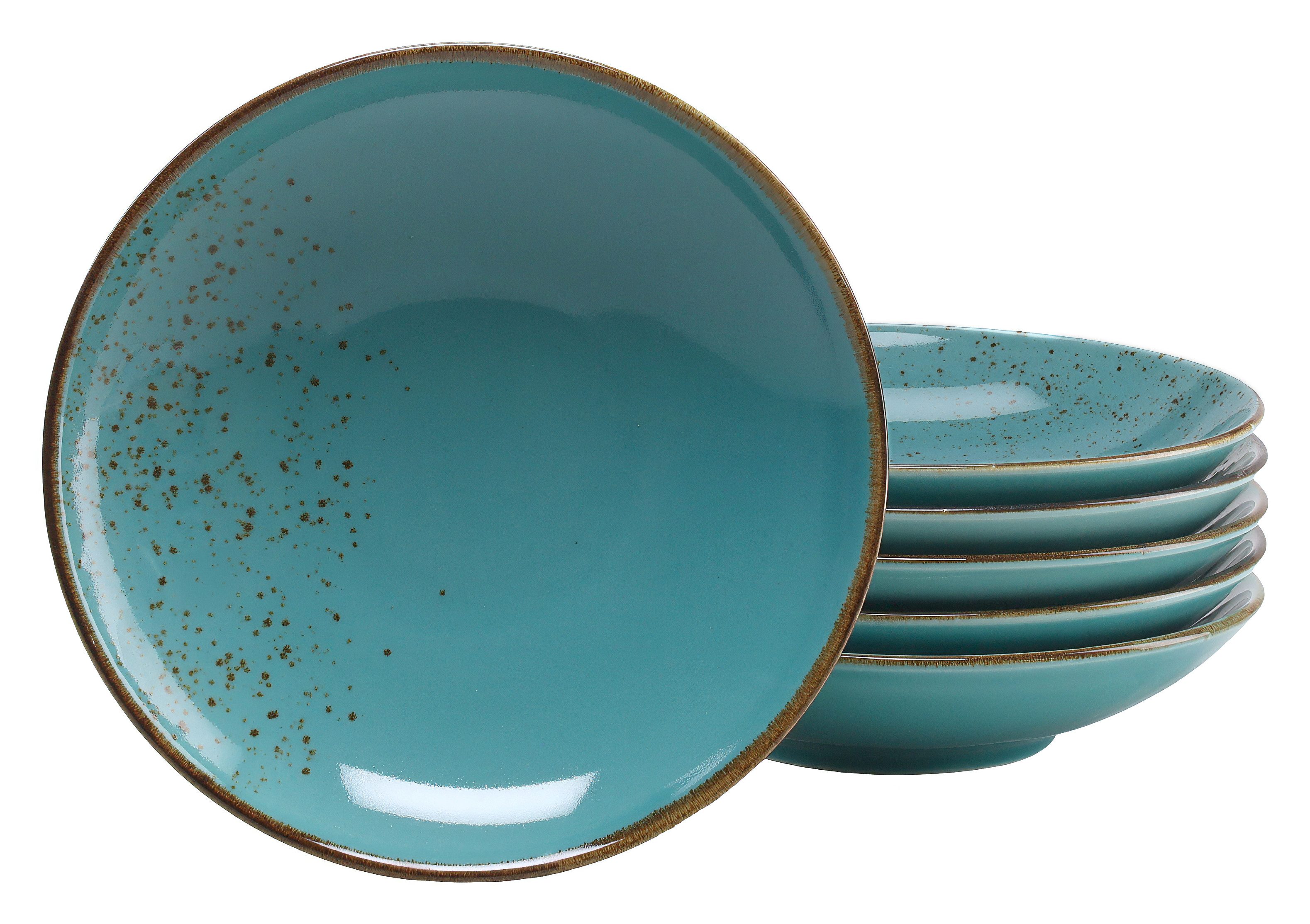 creaTable Suppenteller Essteller NATURE COLLECTION, (6 St), Teller Set für 6 Personen, Ø 22 cm, Steinzeug, tiefe Teller