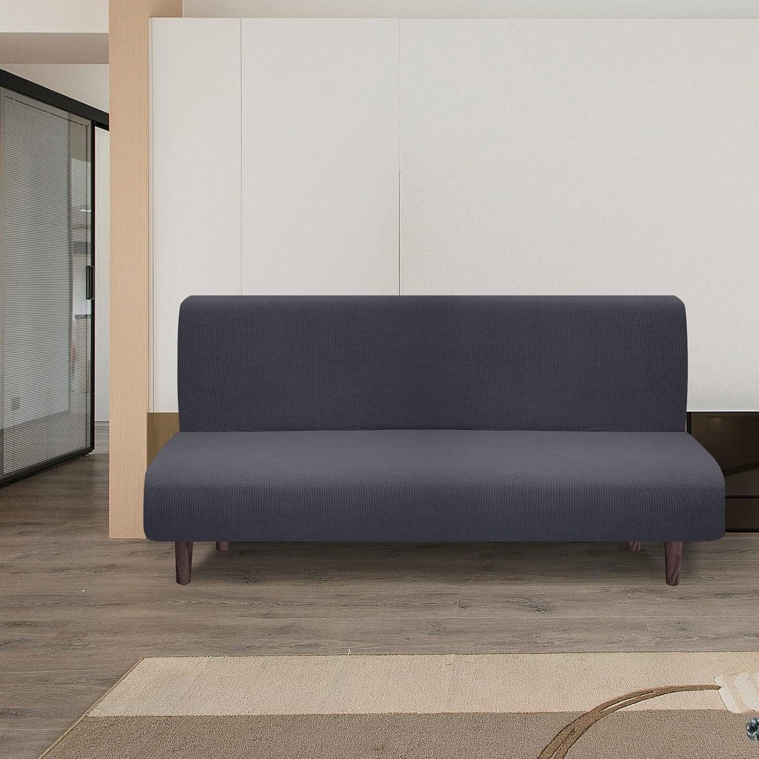 LuxusKollektion Sofahusse Wasserdichte Armlose Futon Abdeckung Hoher Stretch Grau – Bild 2 von 5