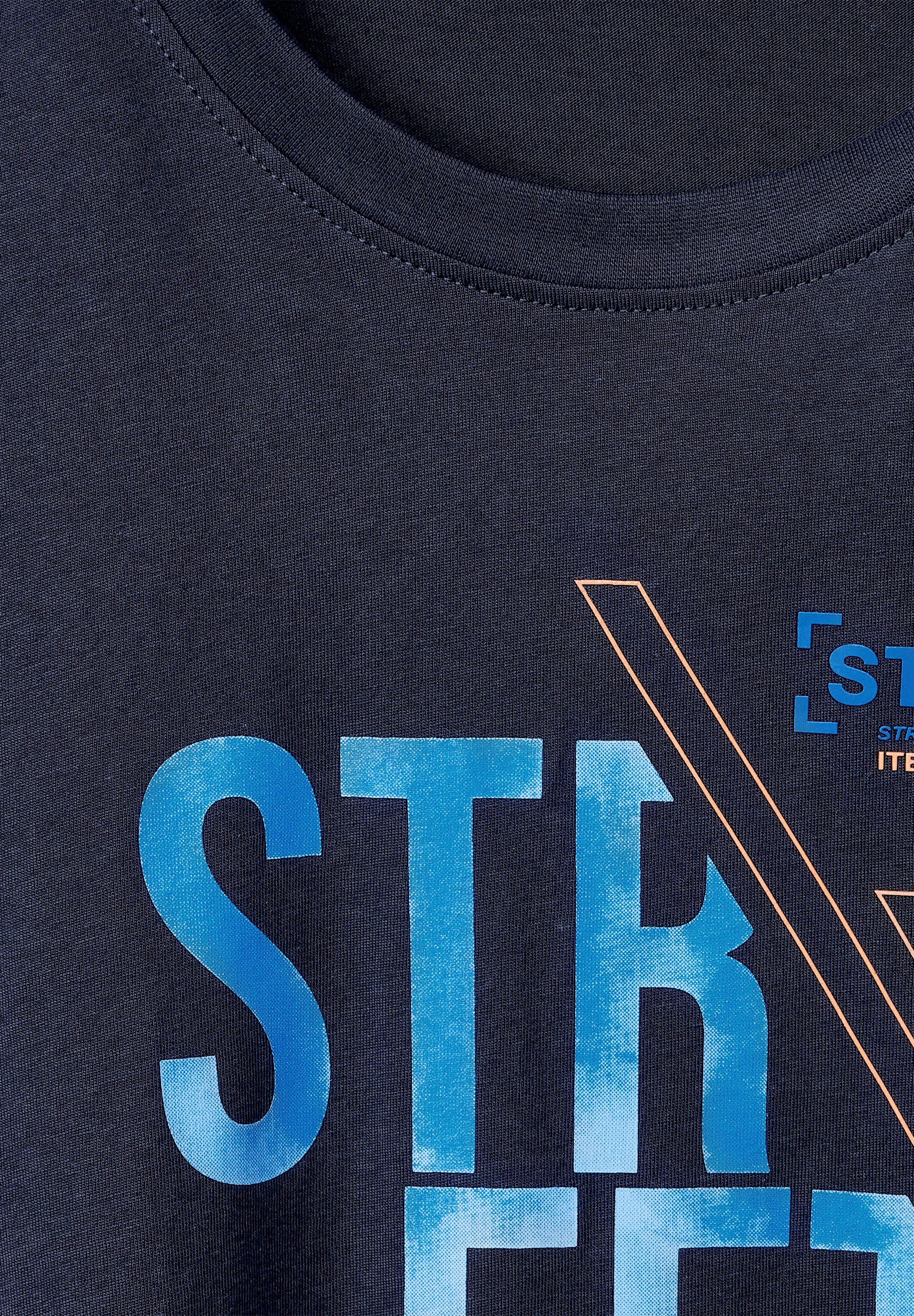 T-Shirt MEN STREET ONE Label-Front-Print mit