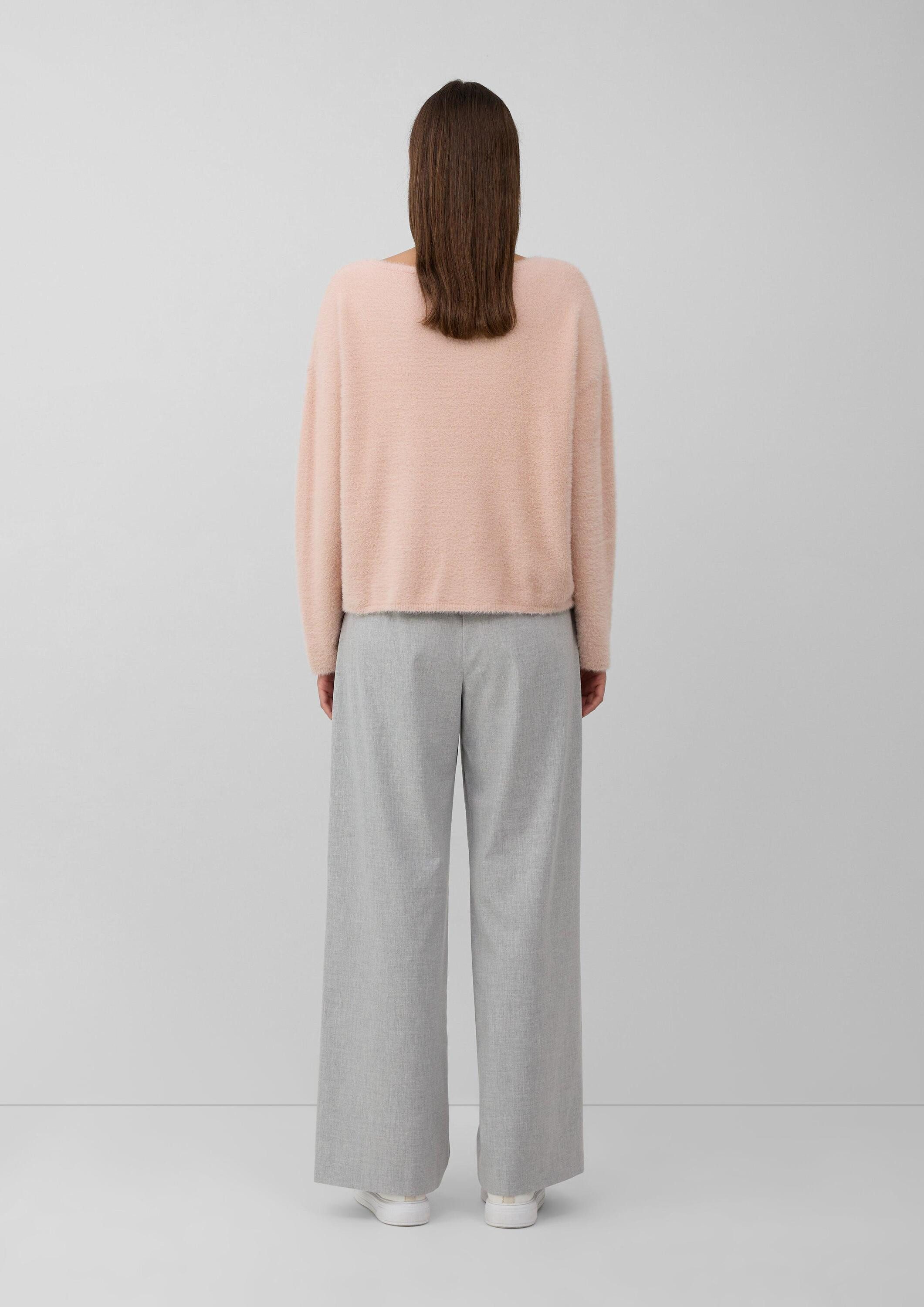 s.Oliver Longpullover Strickpullover Flauschiger Pullover mit U-Boot-Ausschnitt