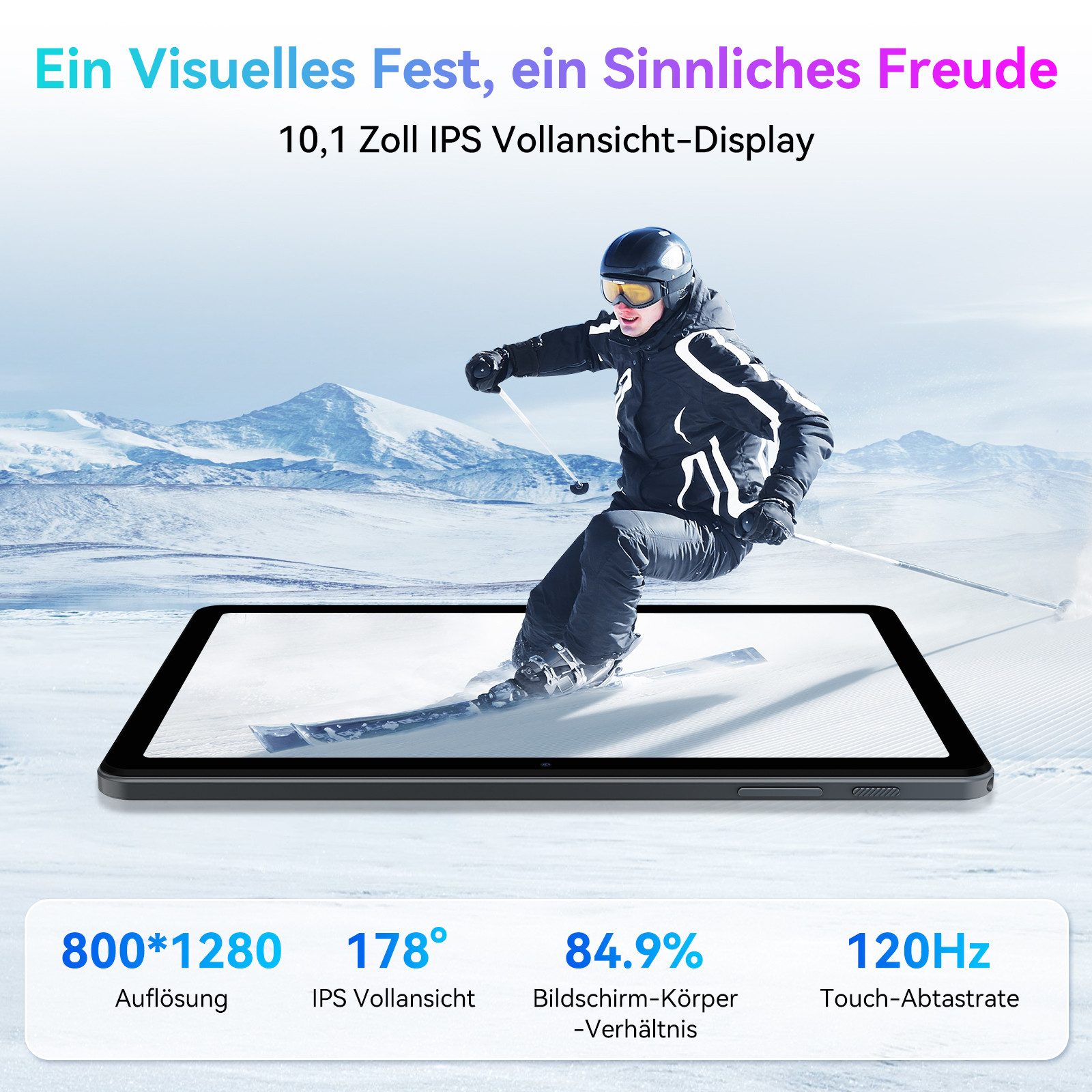 TABWEE T8 Android 16 6000 mAh WLAN 10-Zoll-Tablet mit 64/128 GB Tablet (10.1", Android16, 5G wifi, Android 16, Gemini AI, PC-Modus) – Bild 4 von 5