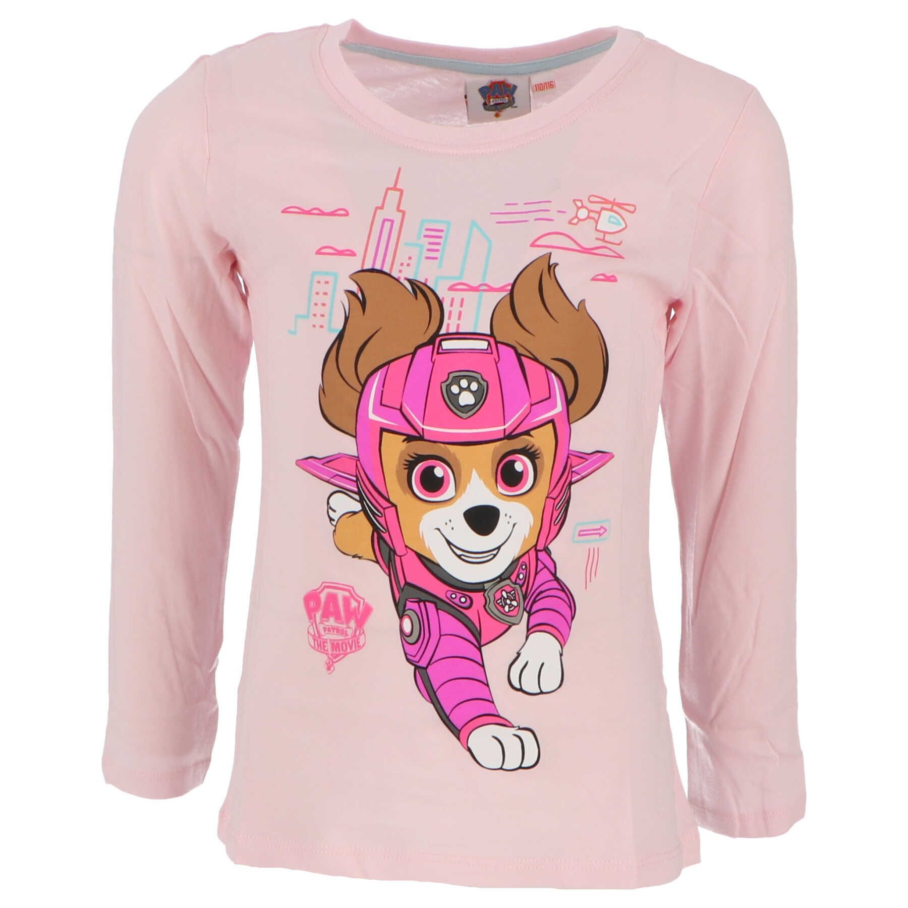 PAW PATROL Langarmshirt Langarmshirt aus Baumwolle für Kinder – Skye-Design in Rosa