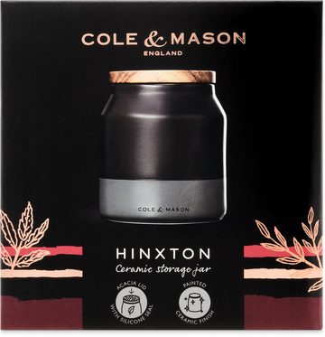 Cole & Mason Aufbewahrungssystem Hinxton, Keramik, (1-tlg), stylische Keramikaufbewahrung, Deckel aus Akazienholz