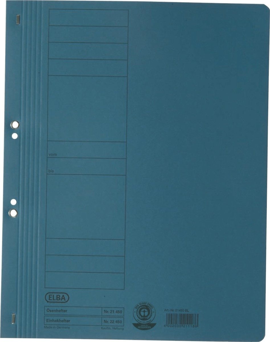 ELBA Hefter Ösenhefter ganzer Vorderdeckel Karton blau