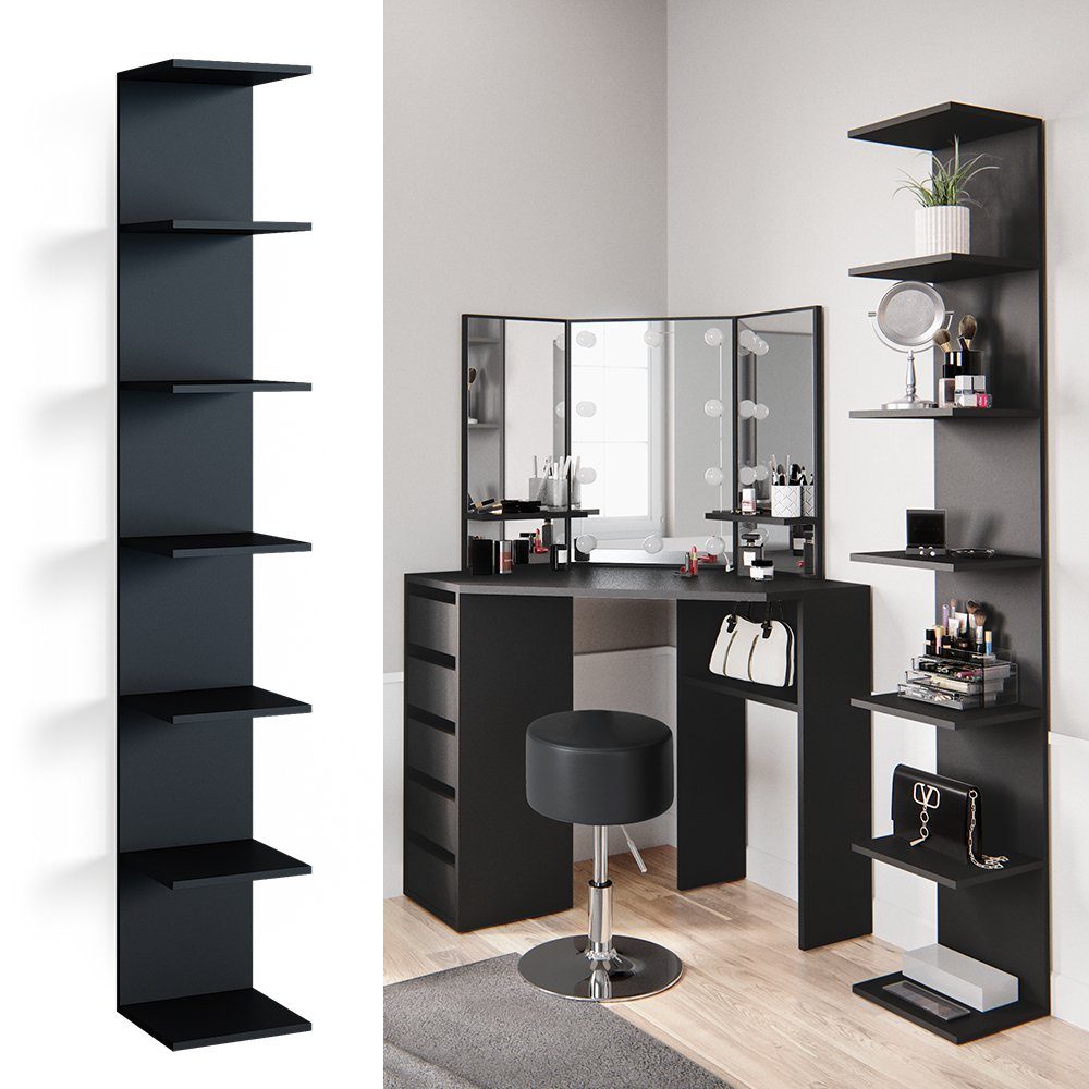 Vicco Bücherregal Paolo, Schwarz, 30 x 190 cm günstig online kaufen