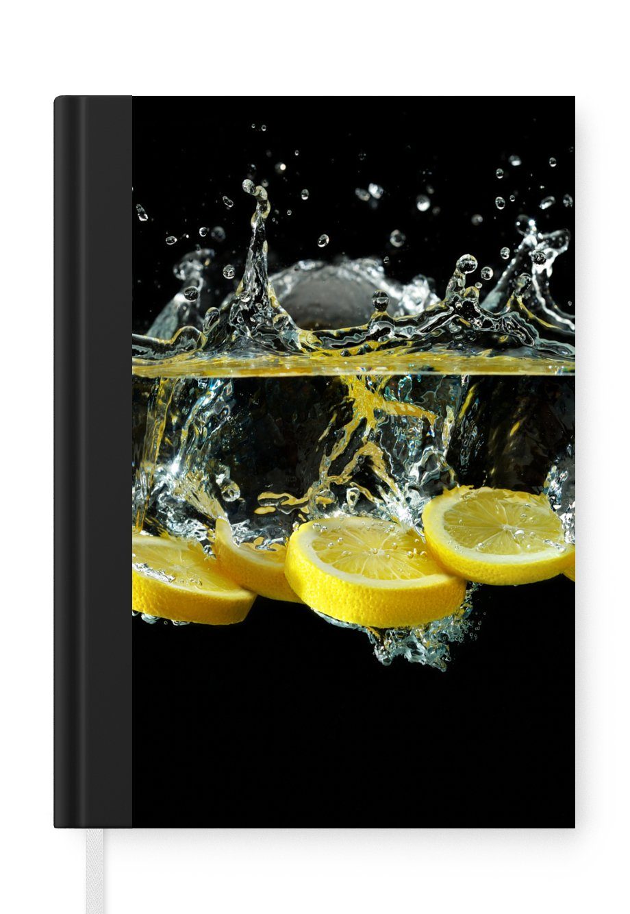 MuchoWow Notizbuch Zitrone - Frucht - Gelb - Stilleben - Wasser, Journal, Merkzettel, Tagebuch, Notizheft, A5, 98 Seiten, Haushaltsbuch