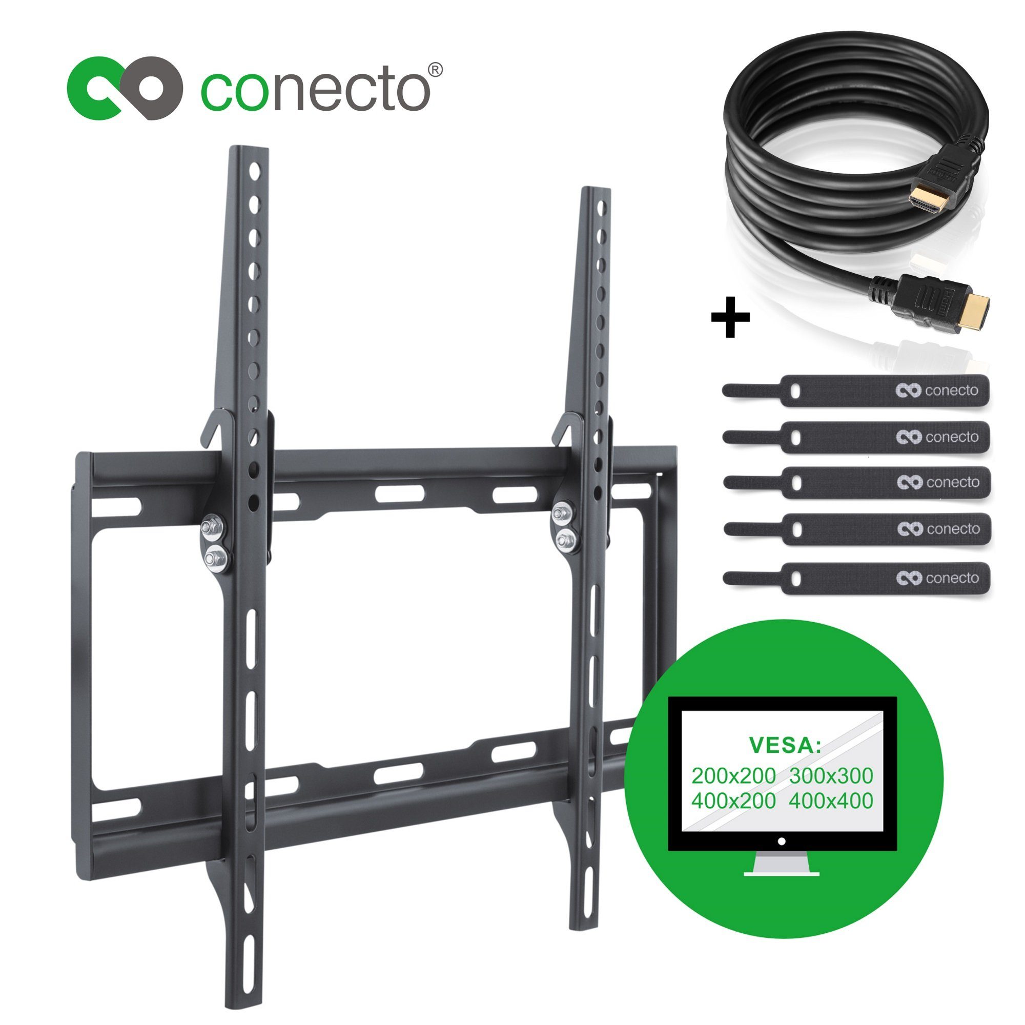 conecto TV-Wandhalterung TV Wandhalter für LCD LED Fernseher & Monitor, (bis 52 Zoll, neigbar)