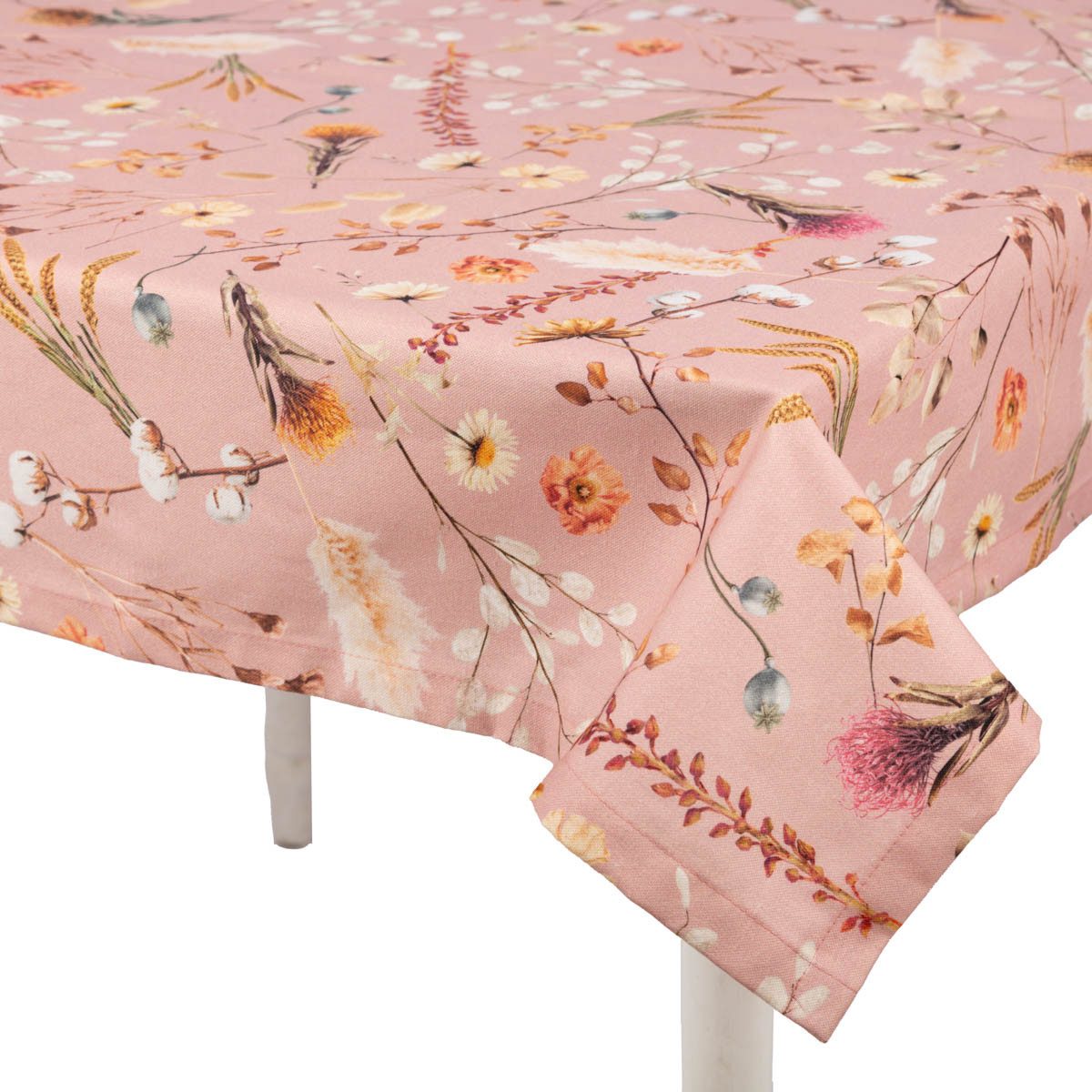 SCHÖNER LEBEN. Tischdecke Dried Flower Romance aus BW rosa in versch. Größen, made in Germany,handmade,vorgewaschen,pflegeleicht