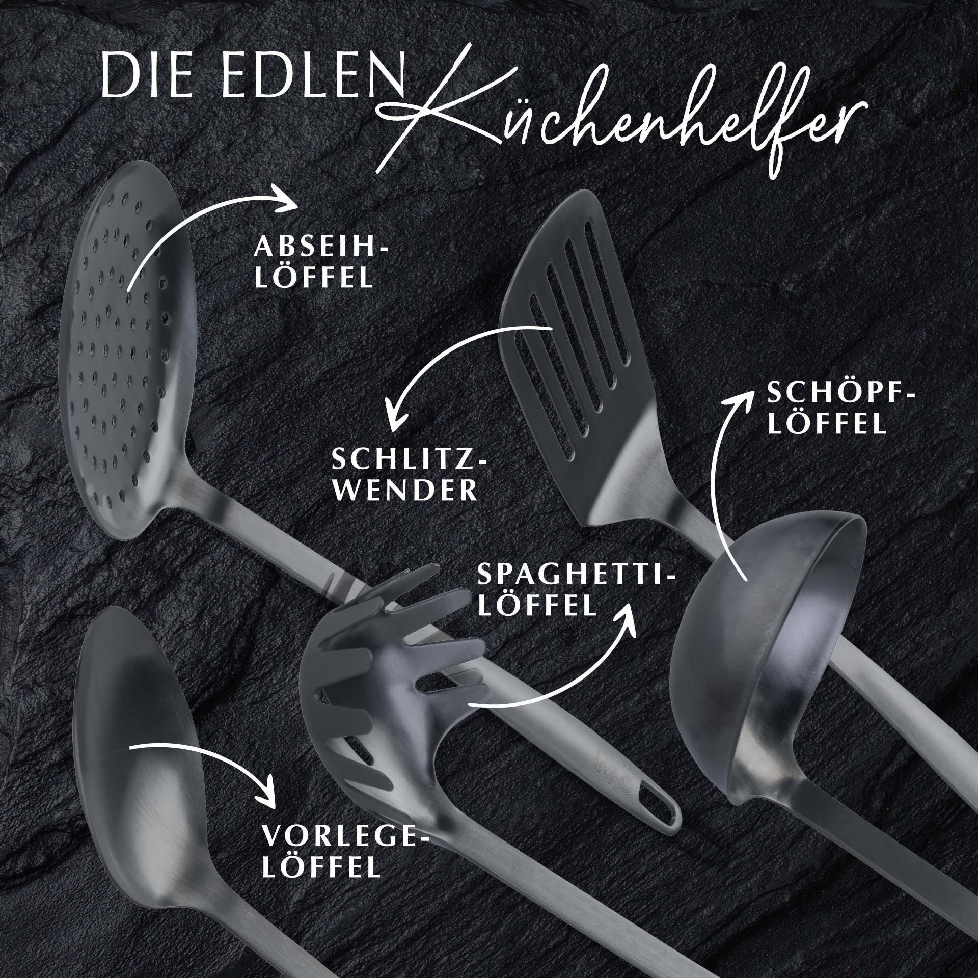 Stanley Rogers Kochbesteck-Set Küchenhelfer-Set, Edelstahl-Kochutensilien, Satin