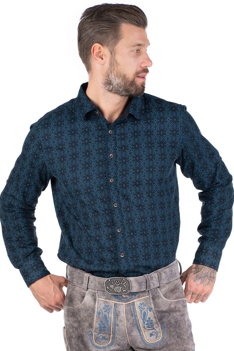 Hangowear Trachtenhemd Trachtenhemd - BERTRAM - blau