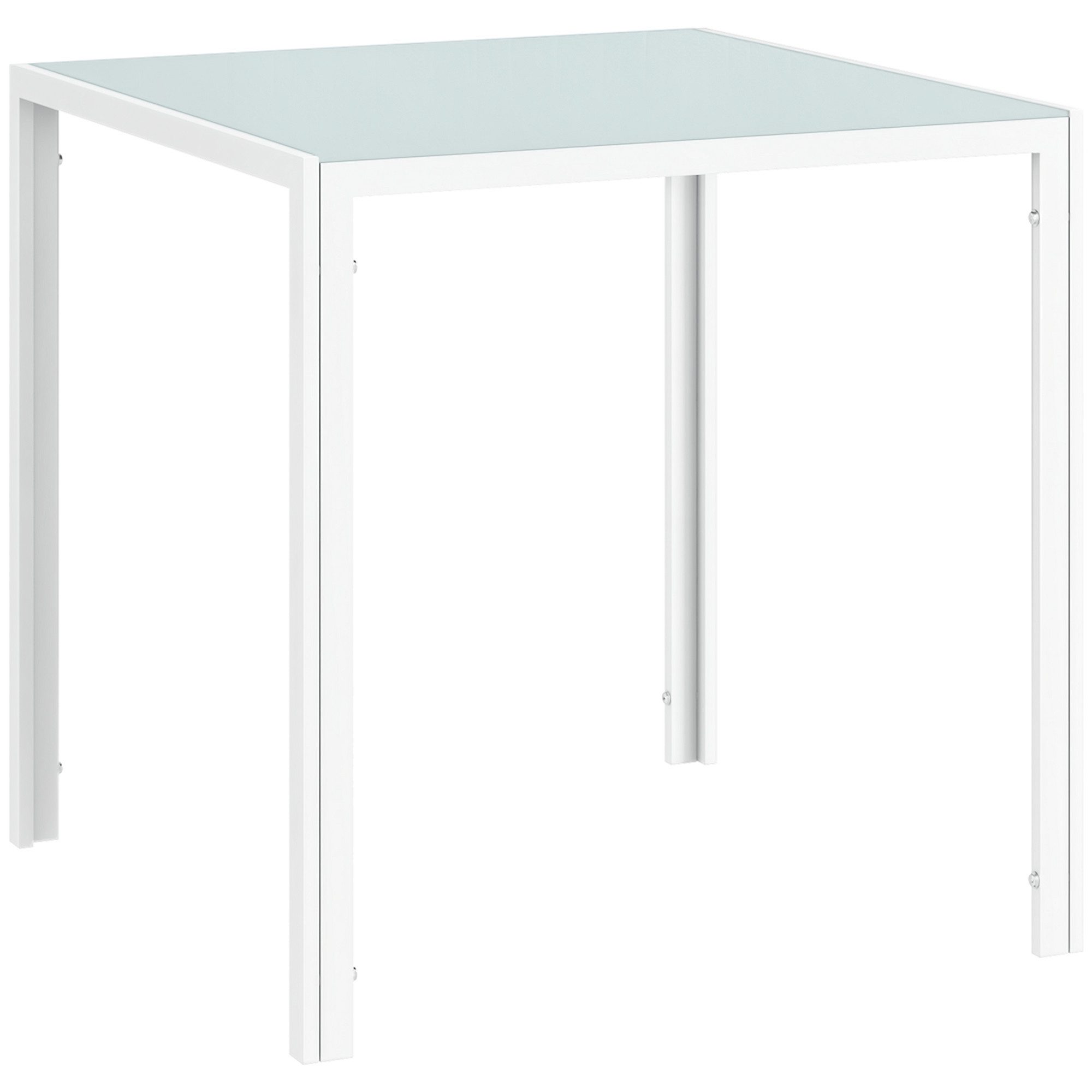 HOMCOM Esstisch für 4 Personen, aus Hartglas (Esszimmertisch, 1-St., Küchentisch), bis 80 kg belastbar, für Küche, Esszimmer, 75 x 75 x 75 cm, Weiß