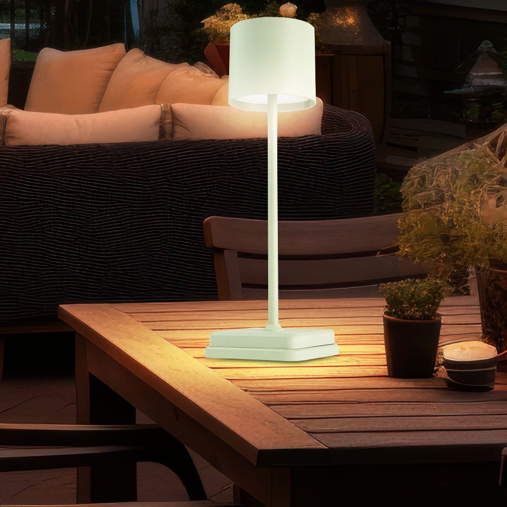 NOWA LED Außen-Tischleuchte, LED-Leuchtmittel fest verbaut, Kaltweiß, Warmweiß, Neutralweiß, Tageslichtweiß, Farbwechsel, Tischlampe Leselampe Außenlampe Akku Touchdimmer Grün LED H 39,2cm