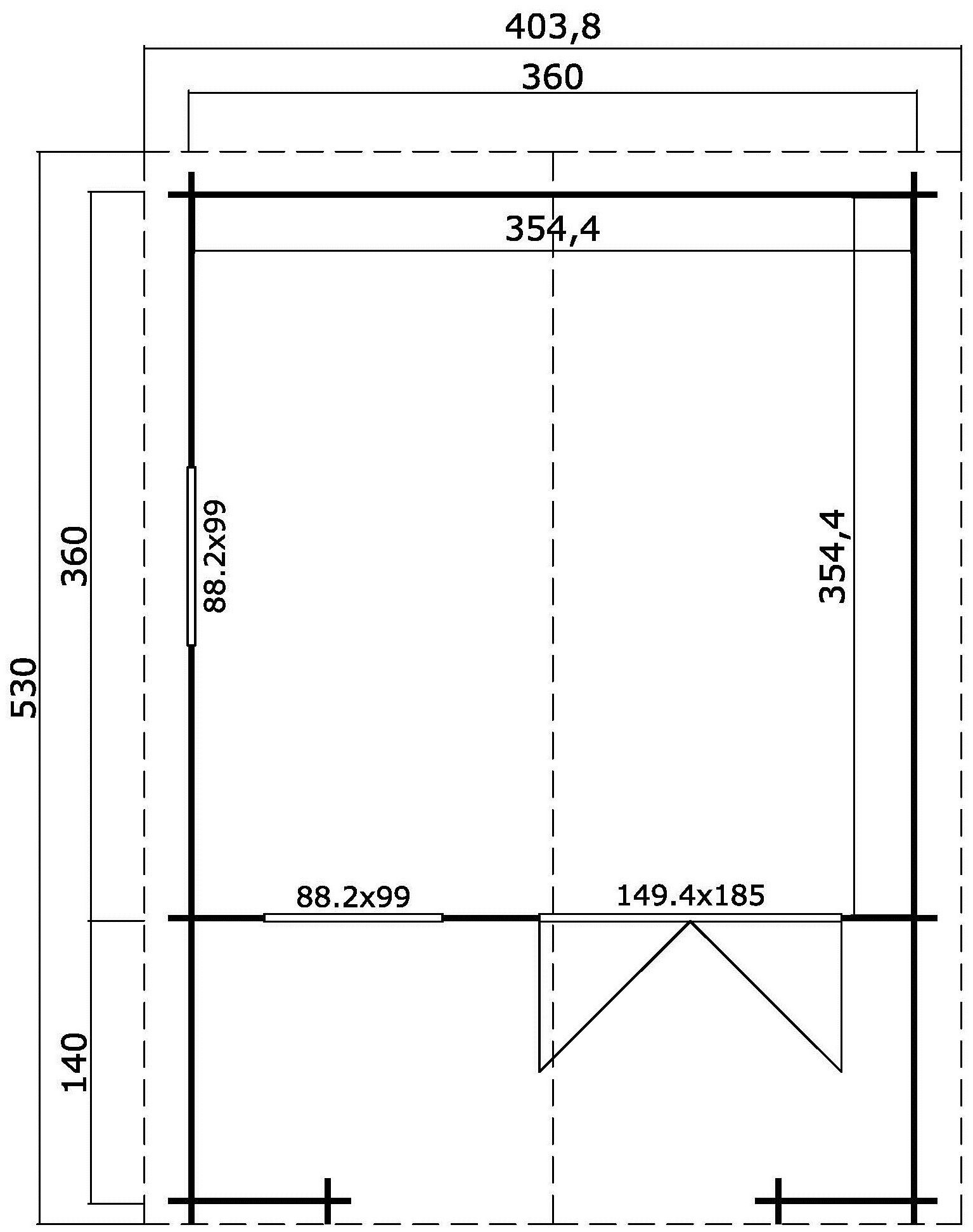 380x420 (Set), und Geländer Gletschergrün, MAJA Terrasse BxT: Luna cm, LASITA Gartenhaus mit 2,