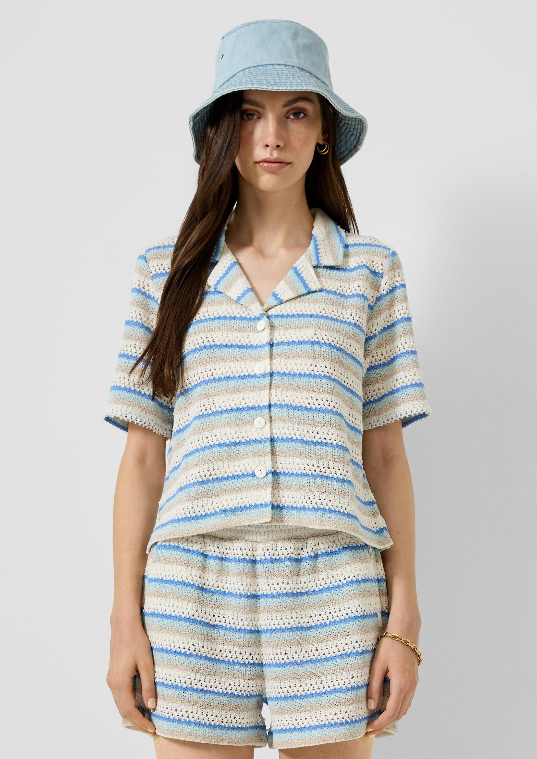 QS Cardigan Strickpullover Strickshirt mit Ajourmuster