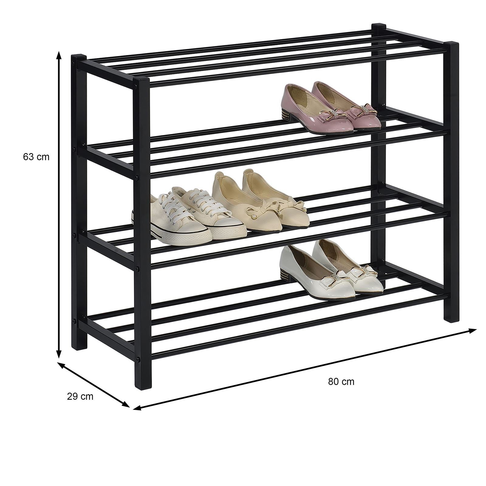 IDIMEX Schuhregal, Schuhregal zeitlos 4 Schuhablage Ablagen mit Metall Schuhaufbewahrung