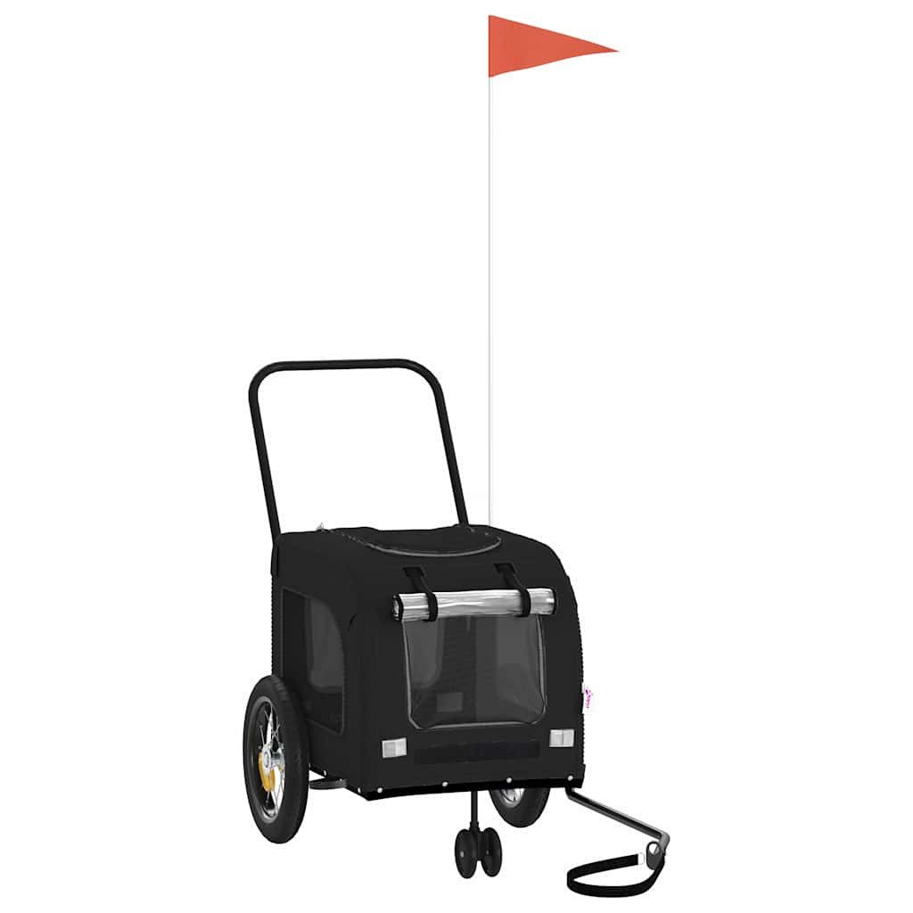 vidaXL Fahrradhundeanhänger Fahrradanhänger für Haustiere Schwarz 125 x 53 x 54 cm