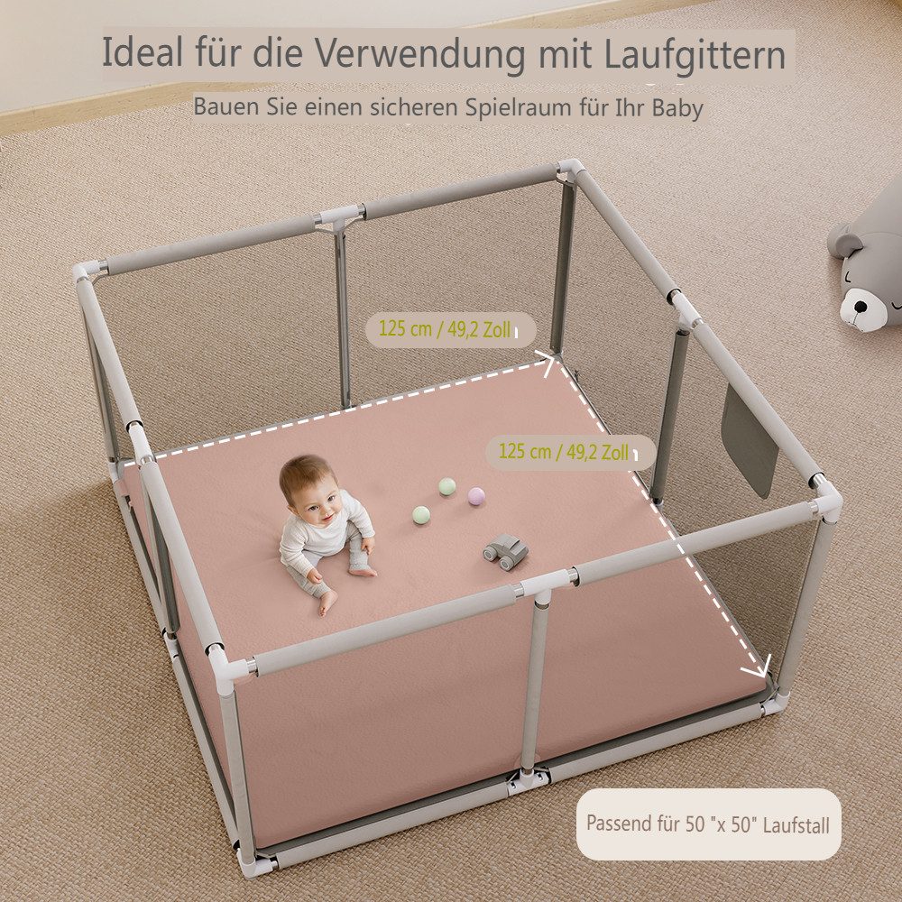 Comomy Spielmatte Ultraweiche Baby Krabbelmatte Laufstallmatte Kunstleder 127x127cm (3cm dicke Memory-Schaumstoffmatte, für Krabbeln & Bauchlage), Wasserdicht,  – Bild 5 von 5