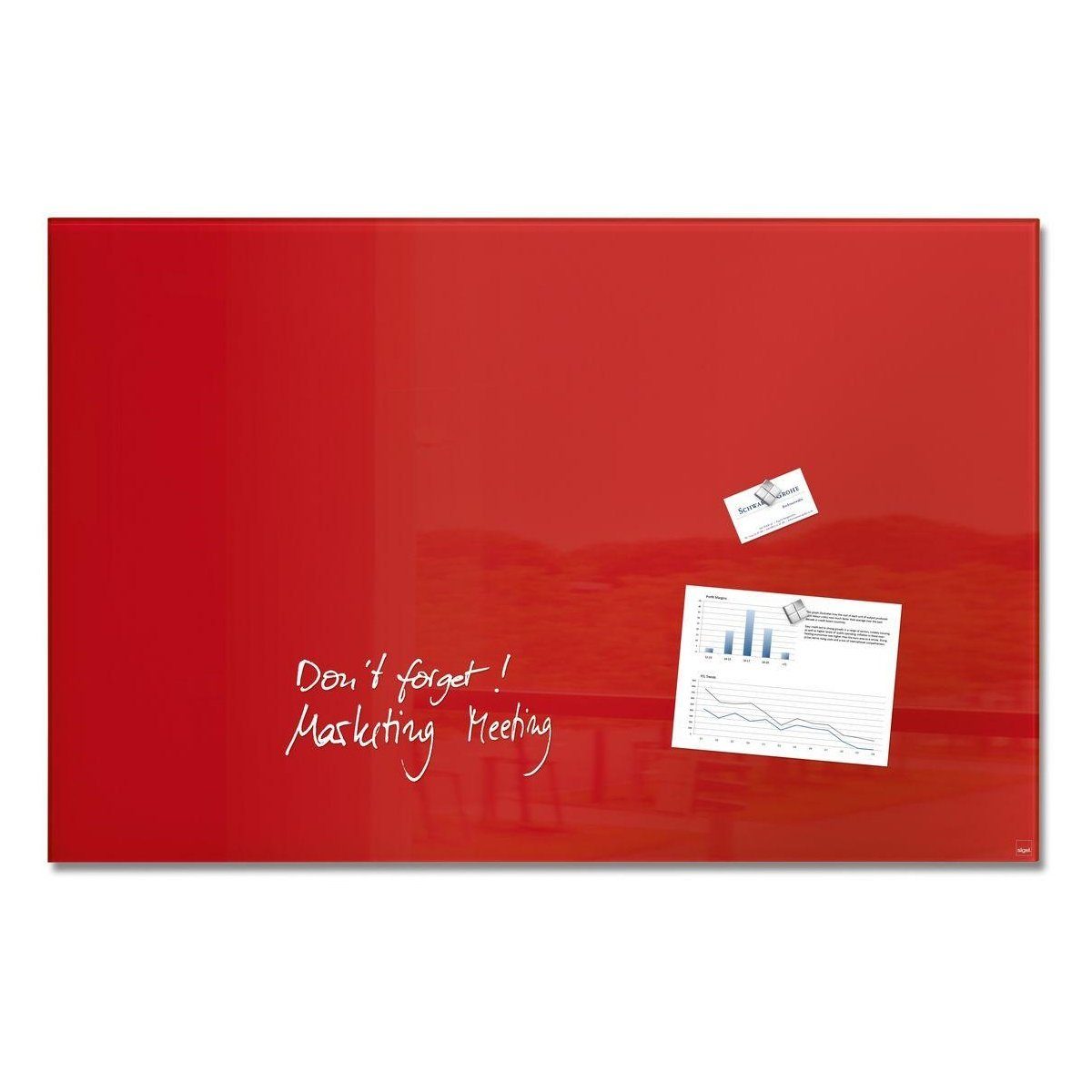 Sigel Magnettafel 1 Glas-Magnettafel ARTVERUM 100x65cm - rot, (1-tlg)