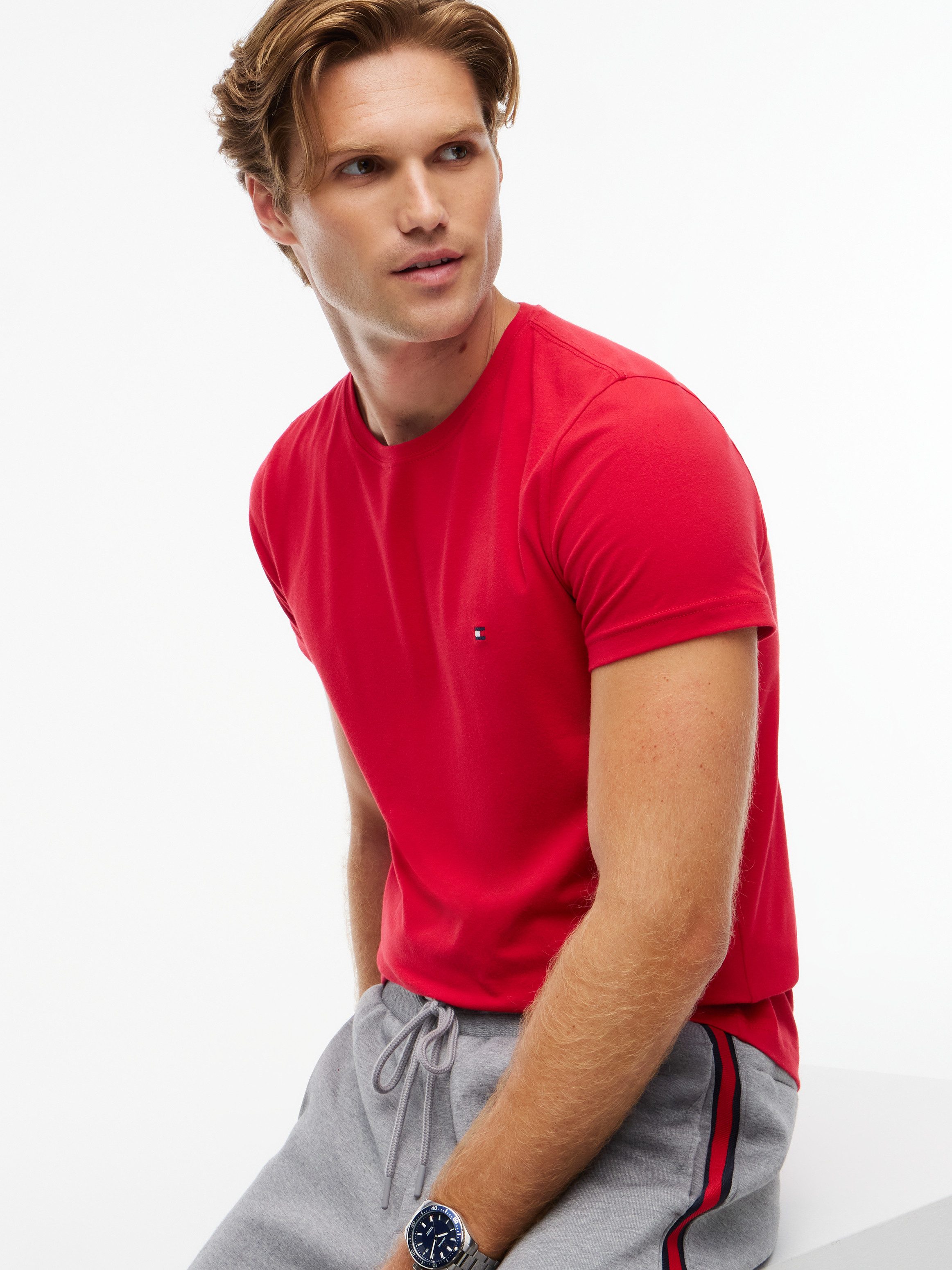 Tommy Hilfiger T-Shirt STRETCH SLIM FIT TEE mit Rundhalsausschnitt – Bild 4 von 5