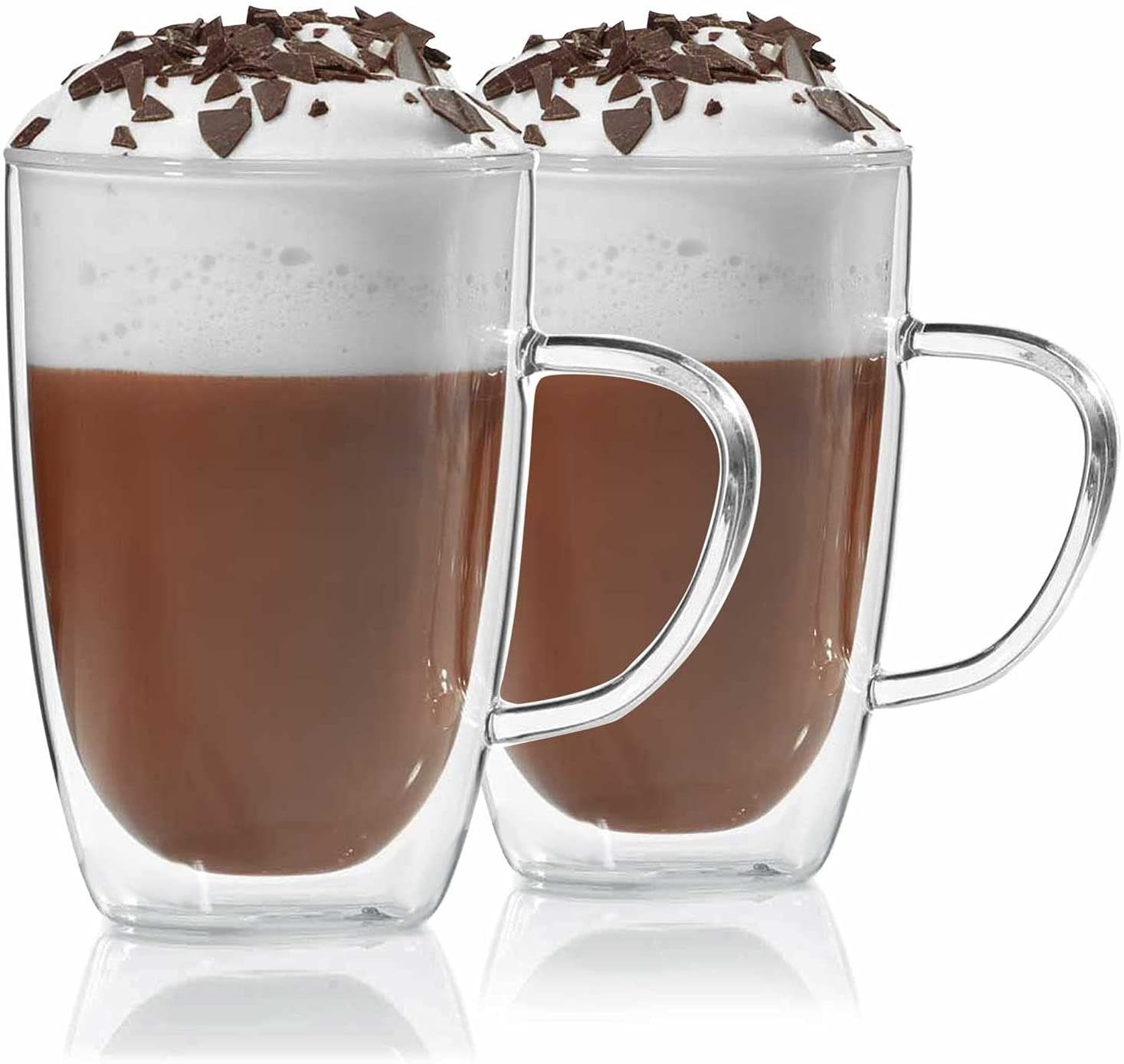 Dimono Tasse Dimono Doppelwandglas 300 ml – Trinkglas mit Griff aus Borosilikatglas, 2-tlg., Borosilikatglas, Wasser- Longdrink- & Cocktailgläser
