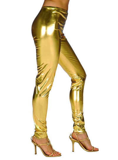 Metamorph Kostüm Leggings gold-metallic, Hautenge Hose für Disco Dancer im dekandenten Design!