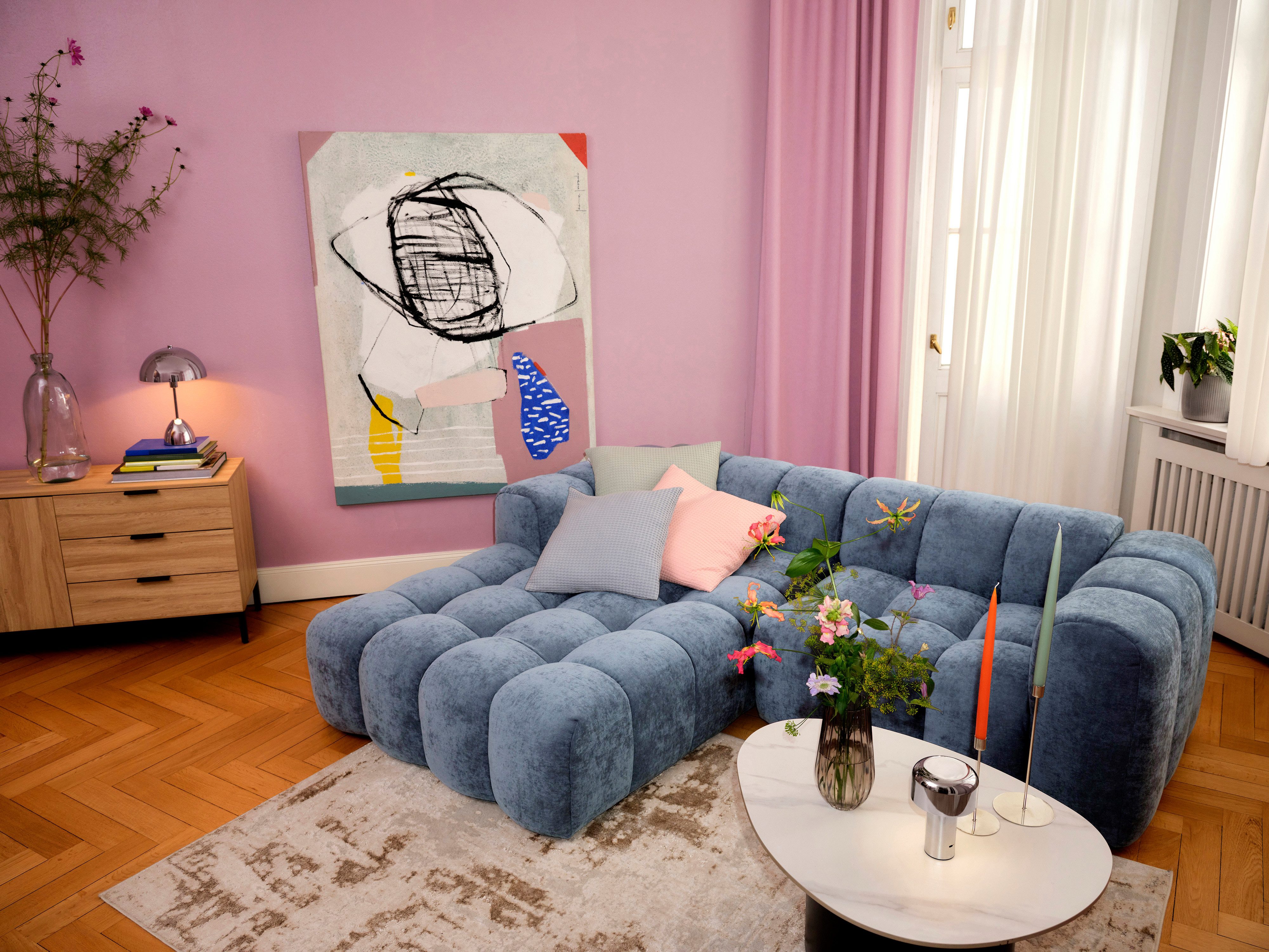 OTTO home Ecksofa KALLIE L-Form, 248 cm - OTTO. Verlässliche Qualität., Bubble Optik, moderne Steppung, hoher Sitzkomfort