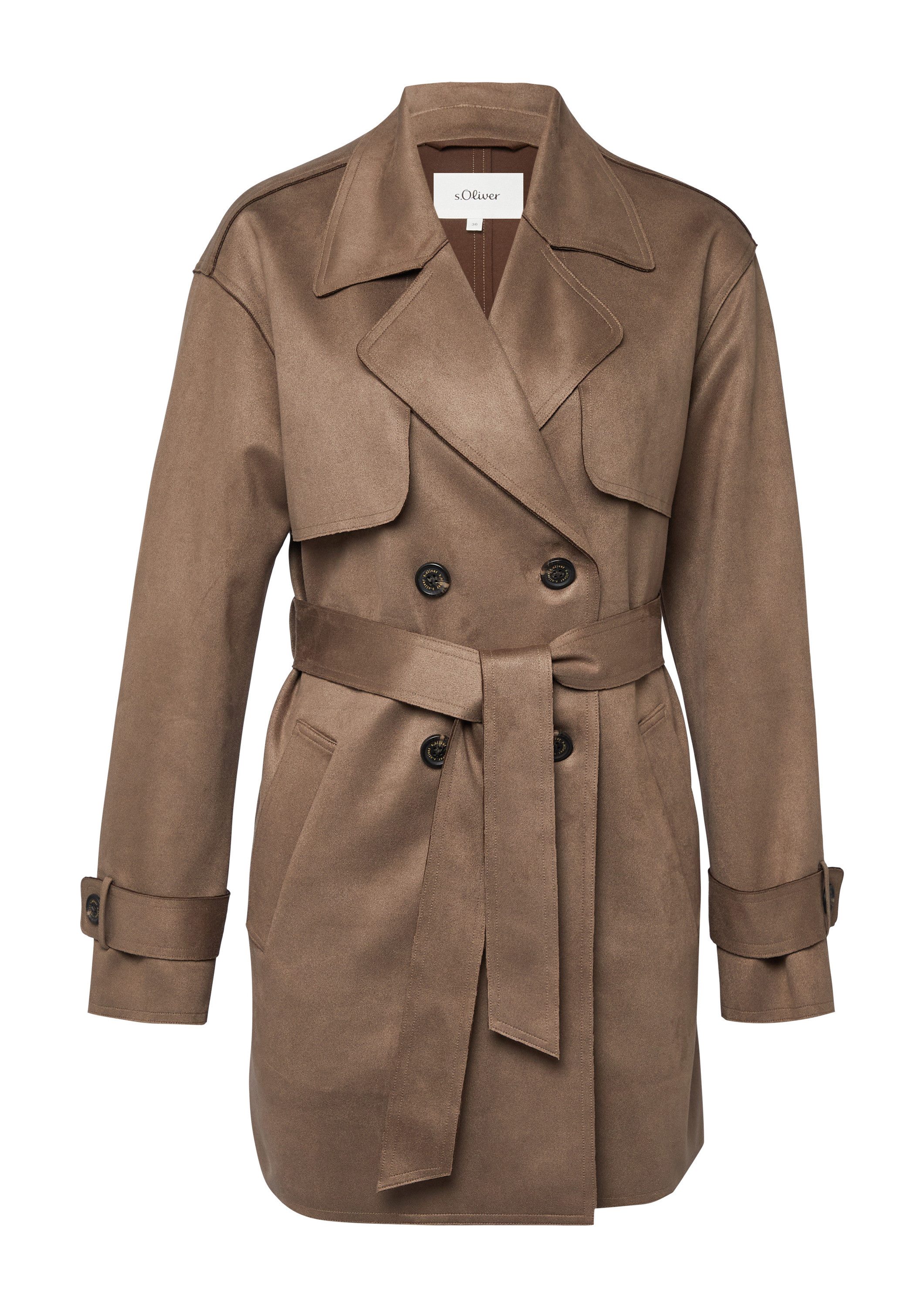 s.Oliver Trenchcoat Outdoor-Mantel Trenchcoat mit Gürtel und Reverskragen günstig online kaufen