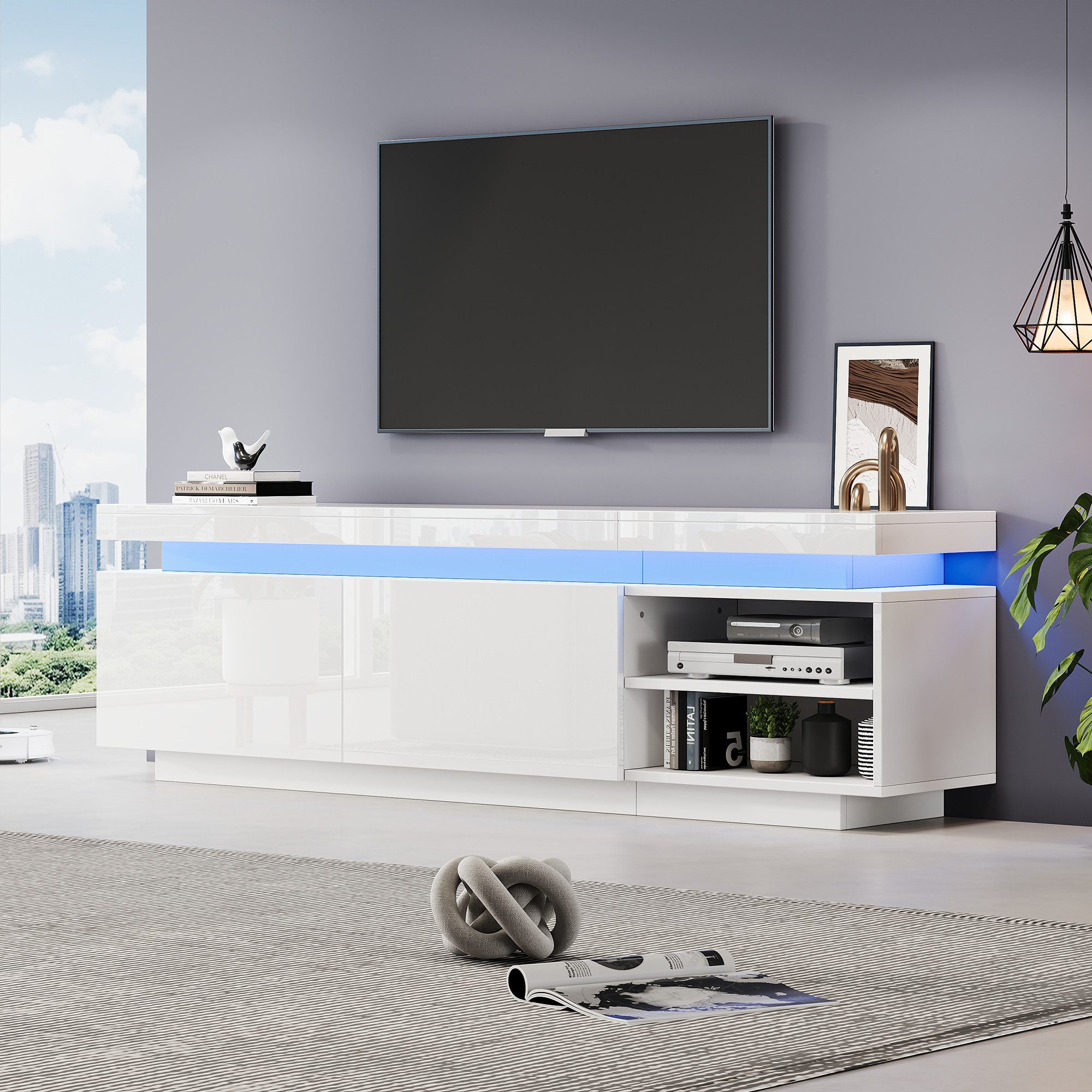 BlingBin Lowboard Hochglanz-TV-Schrank mit LED-Beleuchtung, geeignet günstig online kaufen
