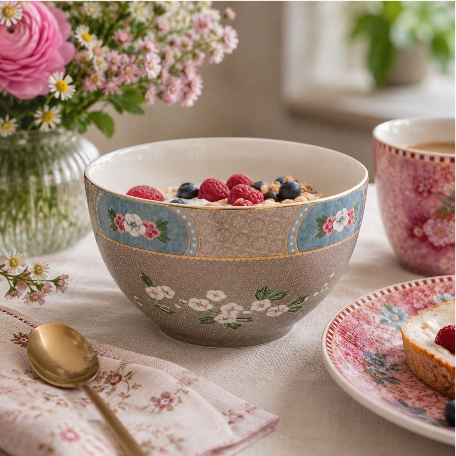 PiP Studio Schale Bowl Blushing Birds, Porzellan