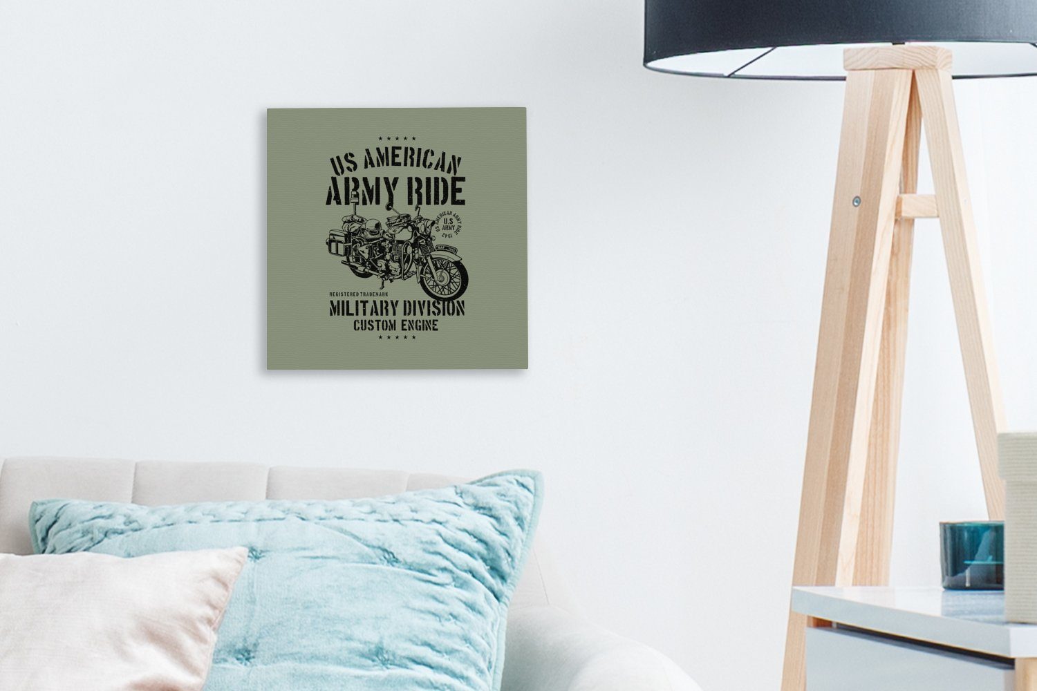 St), Schlafzimmer Oldtimer, Wohnzimmer (1 Mancave für - Motorrad Bilder OneMillionCanvasses® Amerika - Leinwandbild - Leinwand
