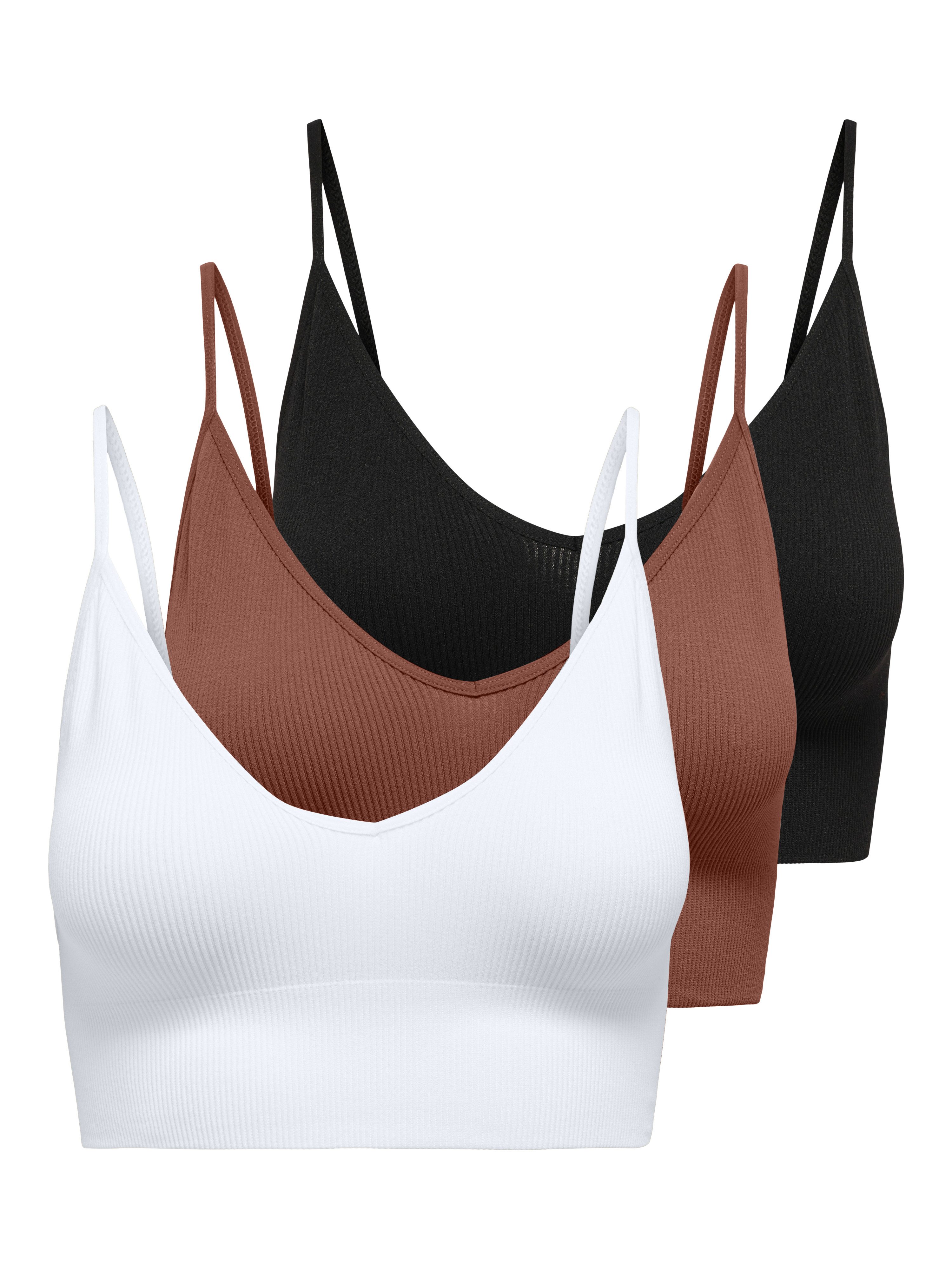 ONLY Bustier "ONLVICKY RIB S-L V-NECK 3-PACK TOP NOOS" Packung, 3 Stk. tlg. günstig online kaufen