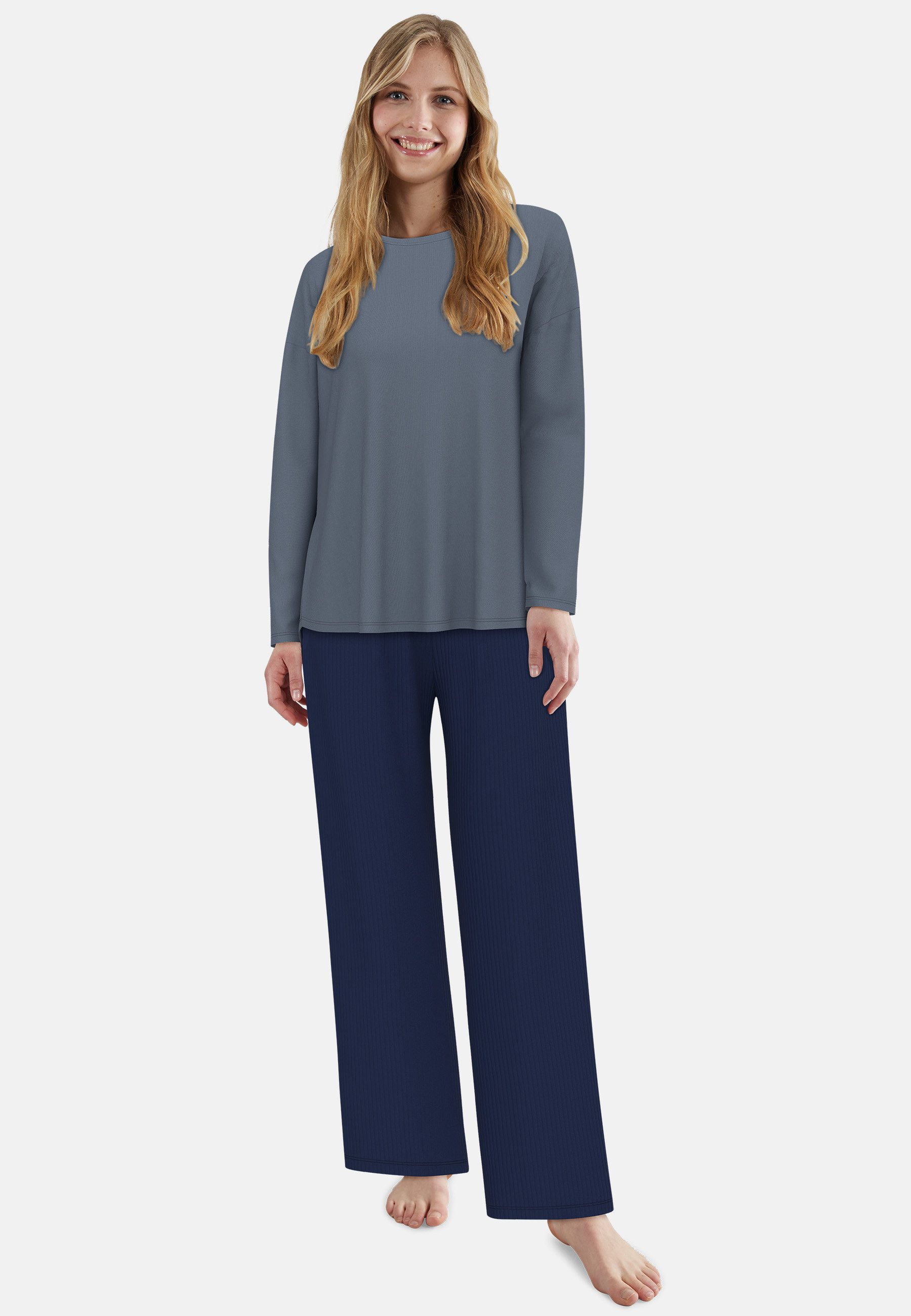 TOM TAILOR Loungeanzug Sitia (2 tlg) Langarm, Rundhalsausschnitt, basic, leicht, Baumwollmix
