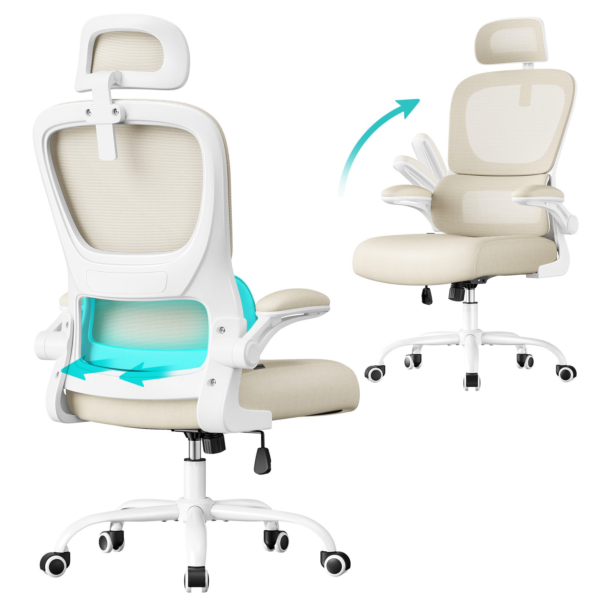 SONGMICS Bürostuhl, Netzstuhl, ergonomisches Design, mit Premium-Netzgewebe günstig online kaufen