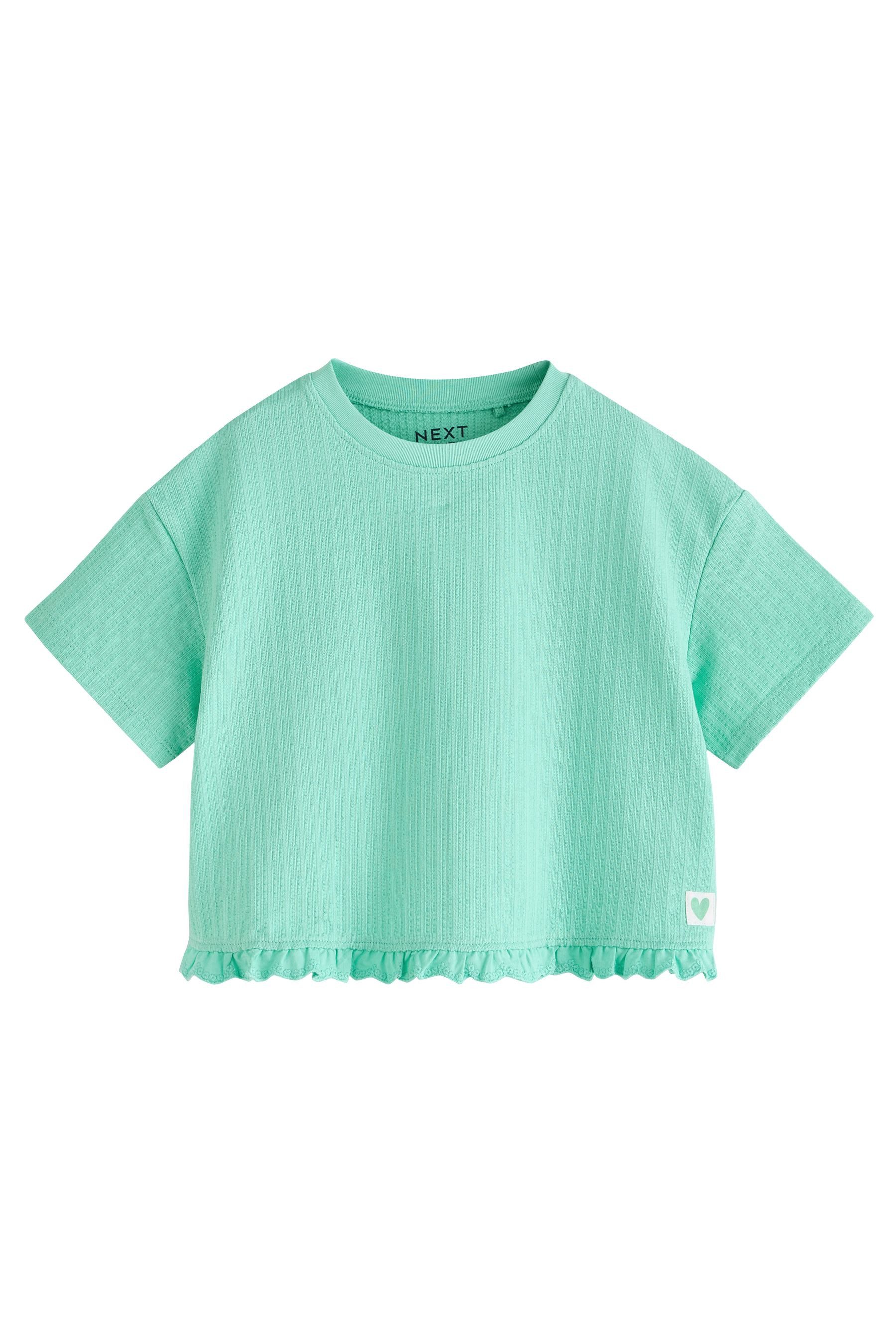 Next Kurzarmbluse Kurzärmeliges Oberteil mit Rüschensaum (1-tlg)