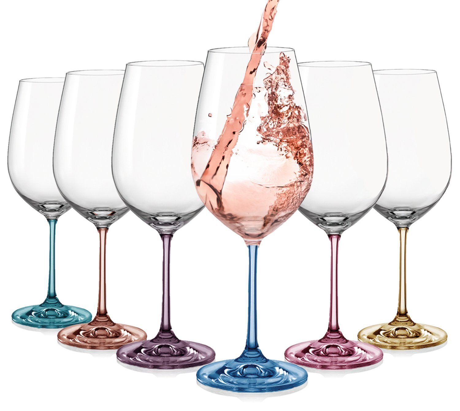Crystalex Weißweinglas Weißweingläser Spectrum 350 ml 6er Set, Glas, mehrfarbig