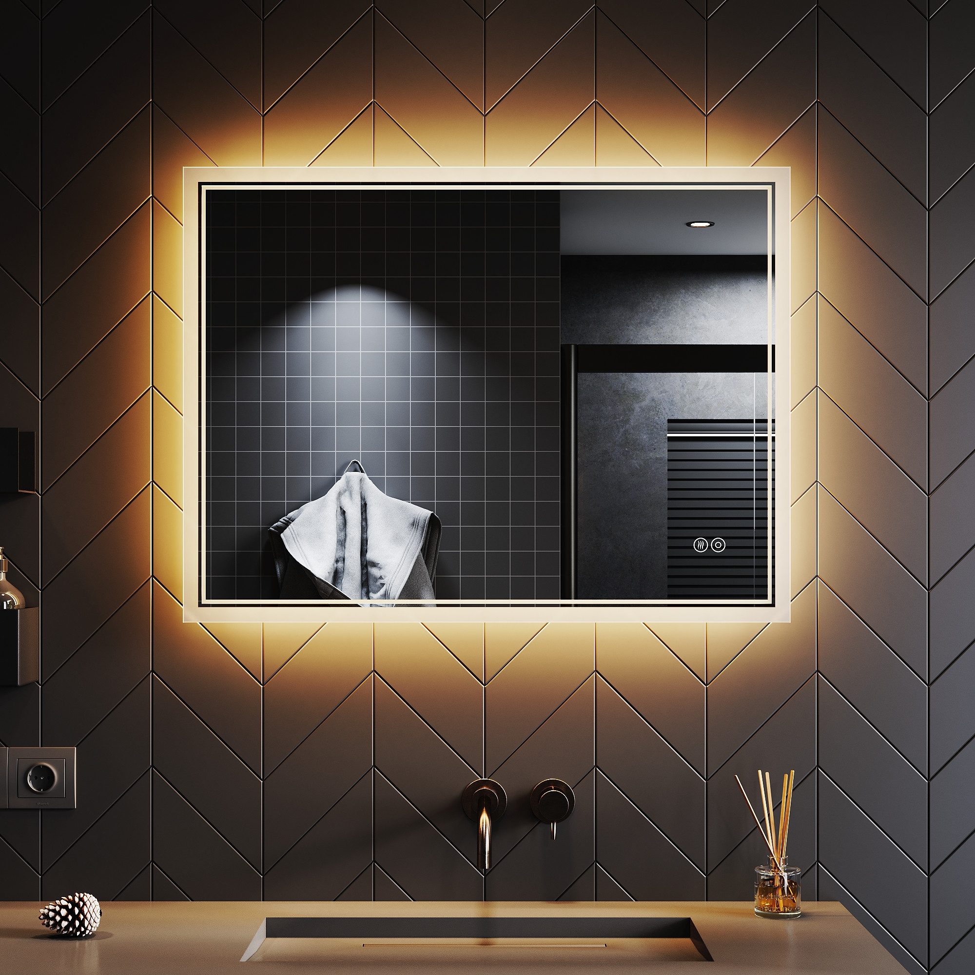 SONNI Badspiegel Beschlagfreie Beleuchtung Badspiegel mit LED-Beleuchtung L günstig online kaufen