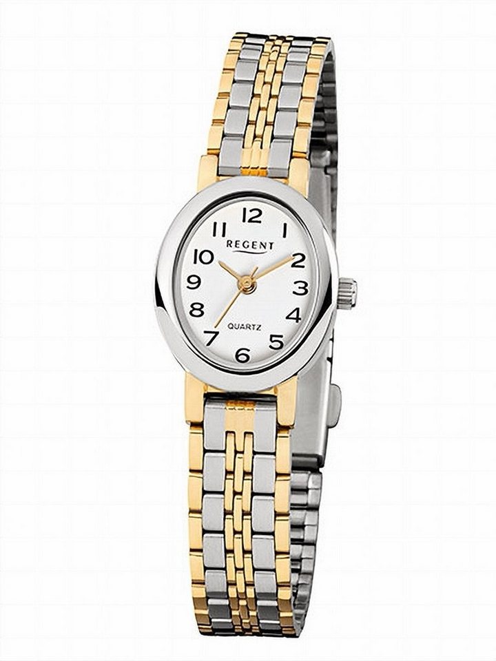 Analog, Regent Damen-Armbanduhr Edelstahl, 20x24mm), Quarzuhr ionenplattiert gold Damen oval, klein Regent (ca. silber Armbanduhr