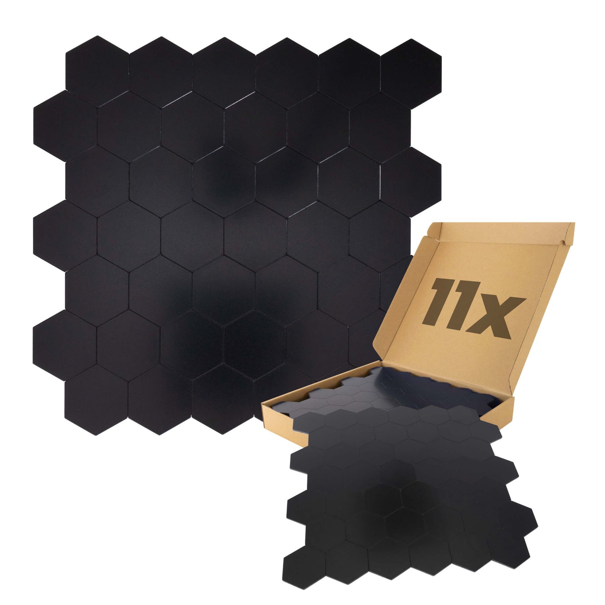 Dalsys Wandpaneel 1m² 11 Stück selbstklebend, BxL: 29.2x28.9 cm, (Schwarz Wabenmuster, 11-tlg., Wandfliese) feuchtigskeitsbeständig, einfach montiert, hochwertiges Material
