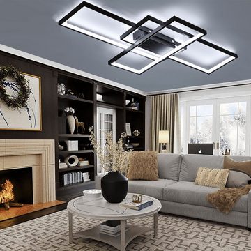 LETGOSPT Deckenleuchte Moderne 60W LED Deckenlampe, Geometrische Quadratische Deckenleuchte, LED fest integriert, Kaltweiß/Naturweiß/Warmweiß, Dimmbar mit Fernbedienung, für Schlafzimmer, Arbeitszimmer, Wohnzimmer