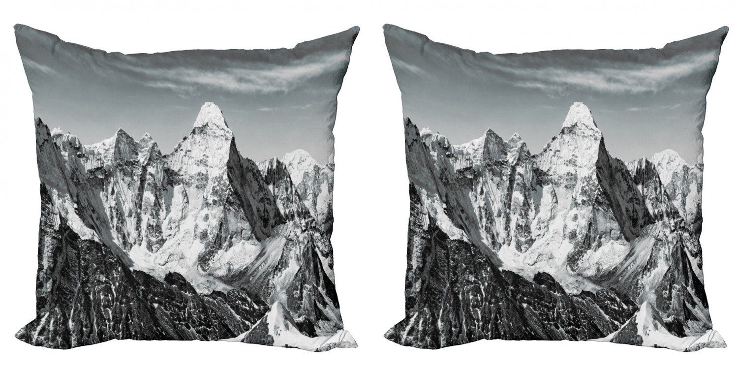Kissenbezüge Modern Accent Doppelseitiger Digitaldruck, Abakuhaus (2 Stück), Schwarz und weiß Berggipfel