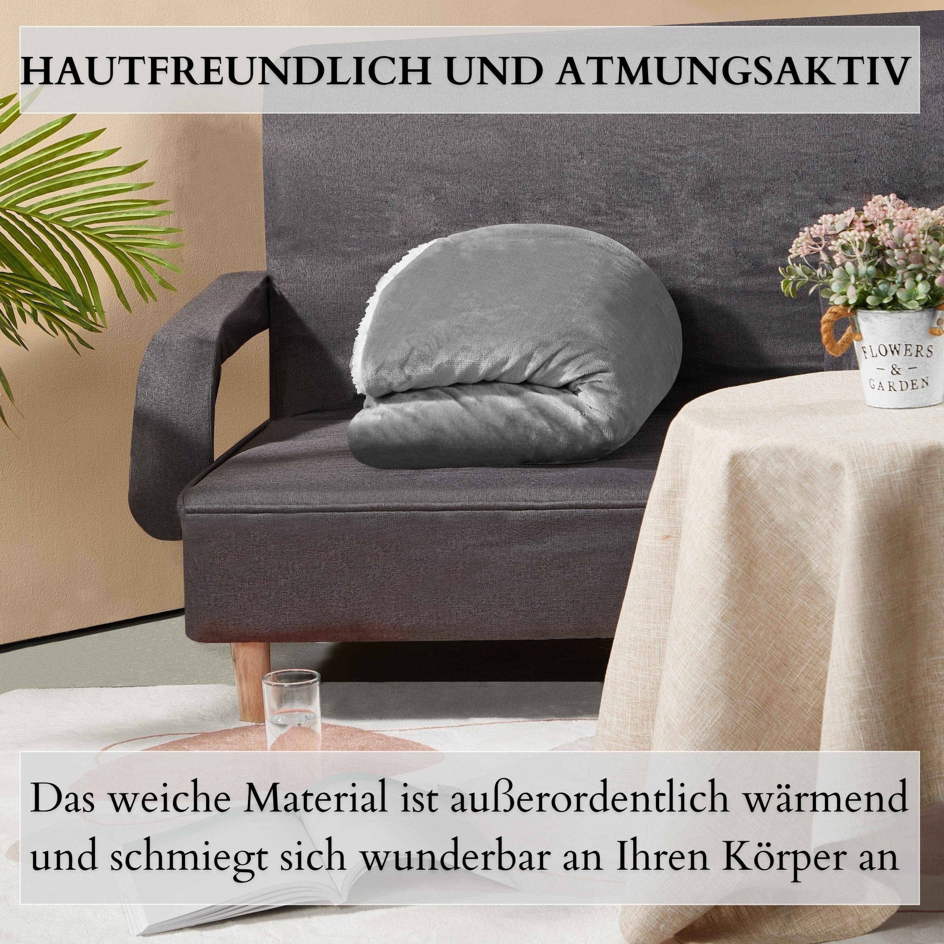 Wohndecke EO-9504, ecosa, Zeitloses Design,Waschmaschinen und geeignet, atmungsaktiv,Kuscheldecke,Sherpa,Kuscheldecke,Tagesdecke Hautfreundlich