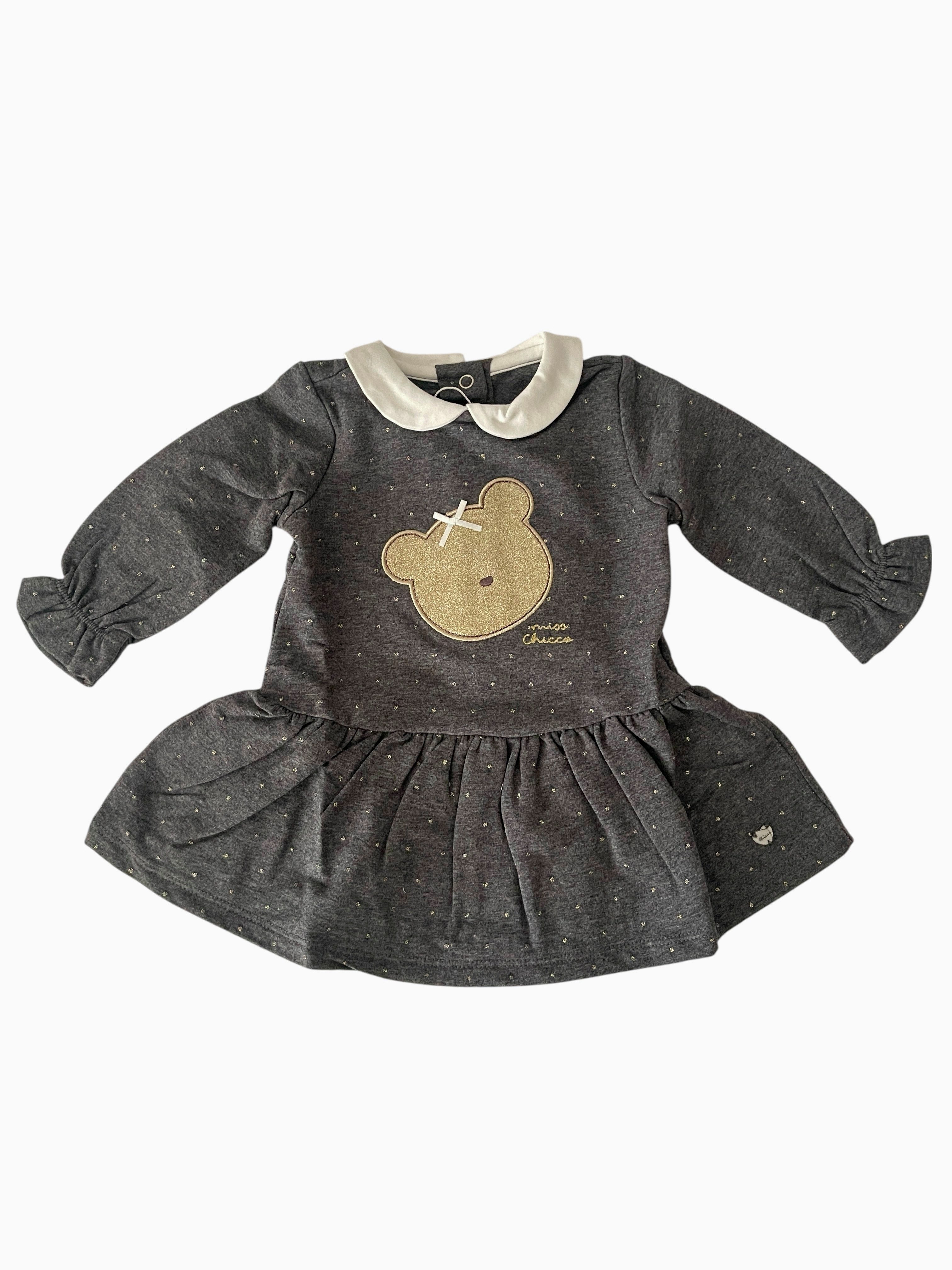 Chicco A-Linien-Kleid Kleid (1-tlg) Mädchenkleid von Chicco mit glitzerndem Bärenmotiv und Schleifendetail