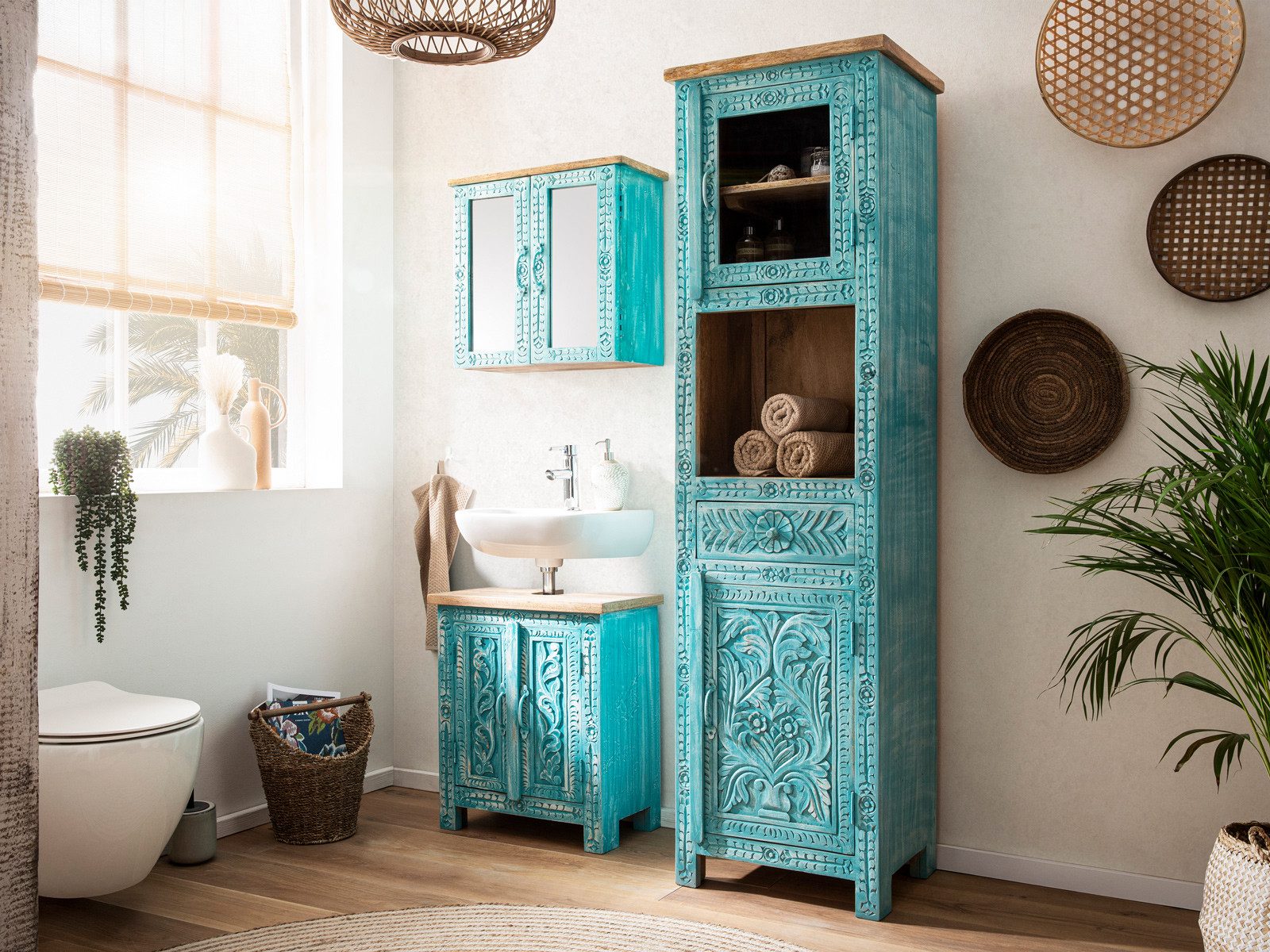 massivum Badmöbel-Set Santa Cruz Badezimmer Шкафы Massivholz Mango