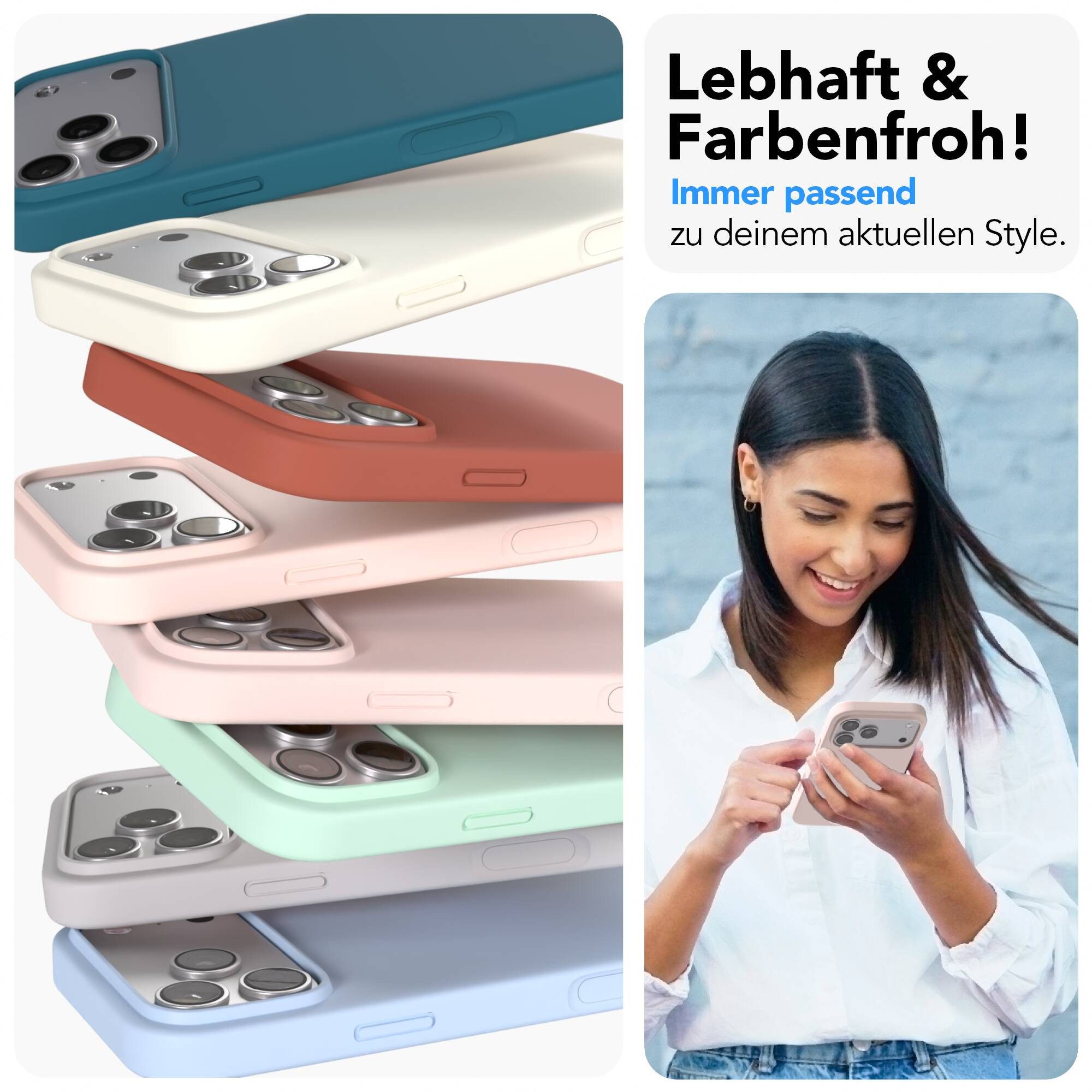 EAZY CASE Handyhülle für Apple iPhone 17 Pro Max Hülle Silikon 6,9 Zoll, Schutzhülle mit Kameraschutz stoßfest Bumper Case Rose – Bild 2 von 5