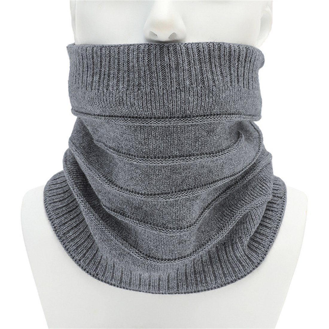 DÖRÖY Modeschal Unisex einfarbiger warmer gestreifter Schal, gestrickte Halsbedeckung Grau | Modeschals