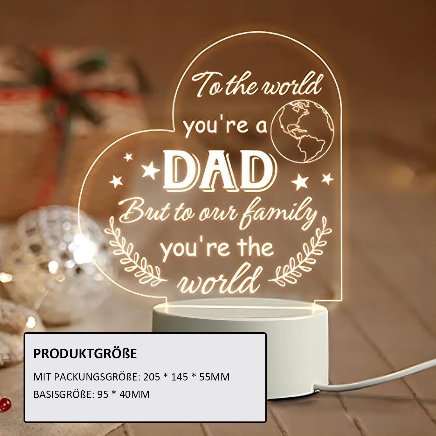 permanente Stil permanente 5 Vatertag Integration, LED 3D Mann, Integration, für einen ein Licht Illusion LED Nachtlicht Papa, Für Geschenk Dad, Geburtstagsgeschenk MAGICSHE